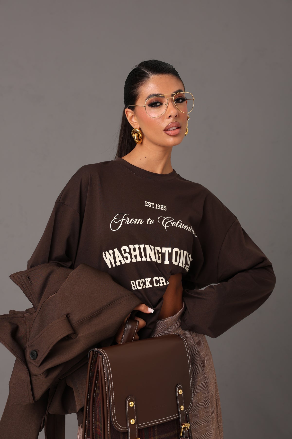 MAGLIA WASHINGTON MARRONE 100% COTONE