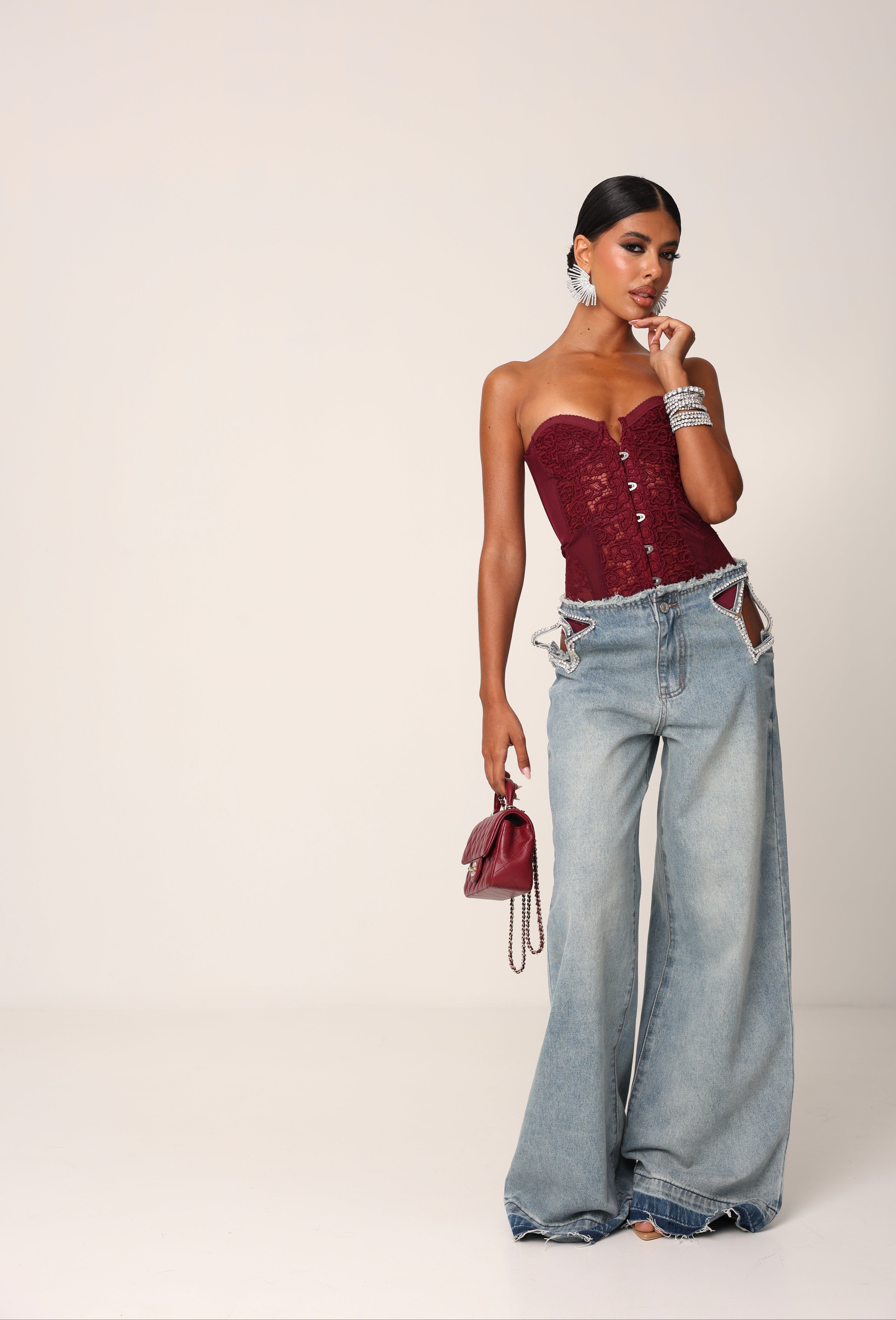 JEANS STRASS VIRAL DENIM CHIARO