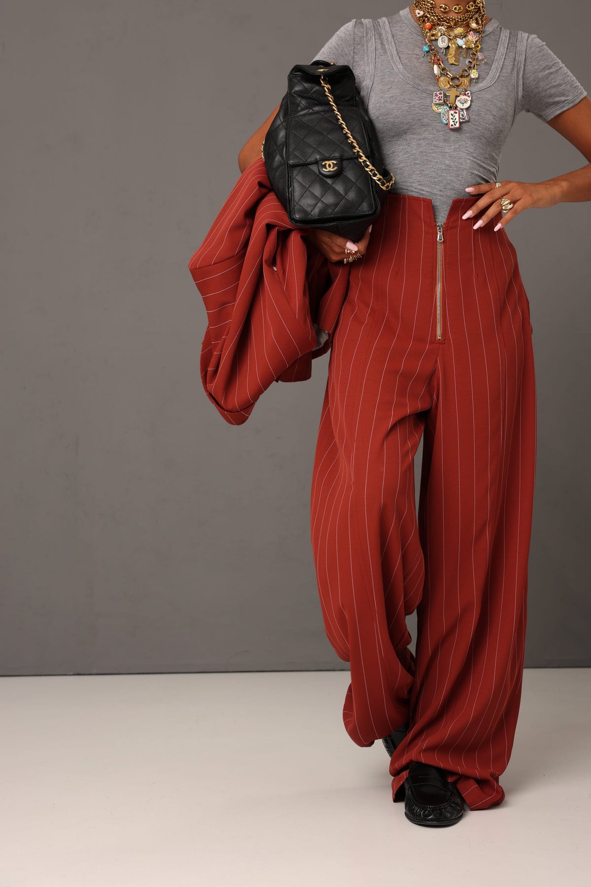 PANTALONI GESSATI ARUNA RUGGINE BY MARZIA MANGO
