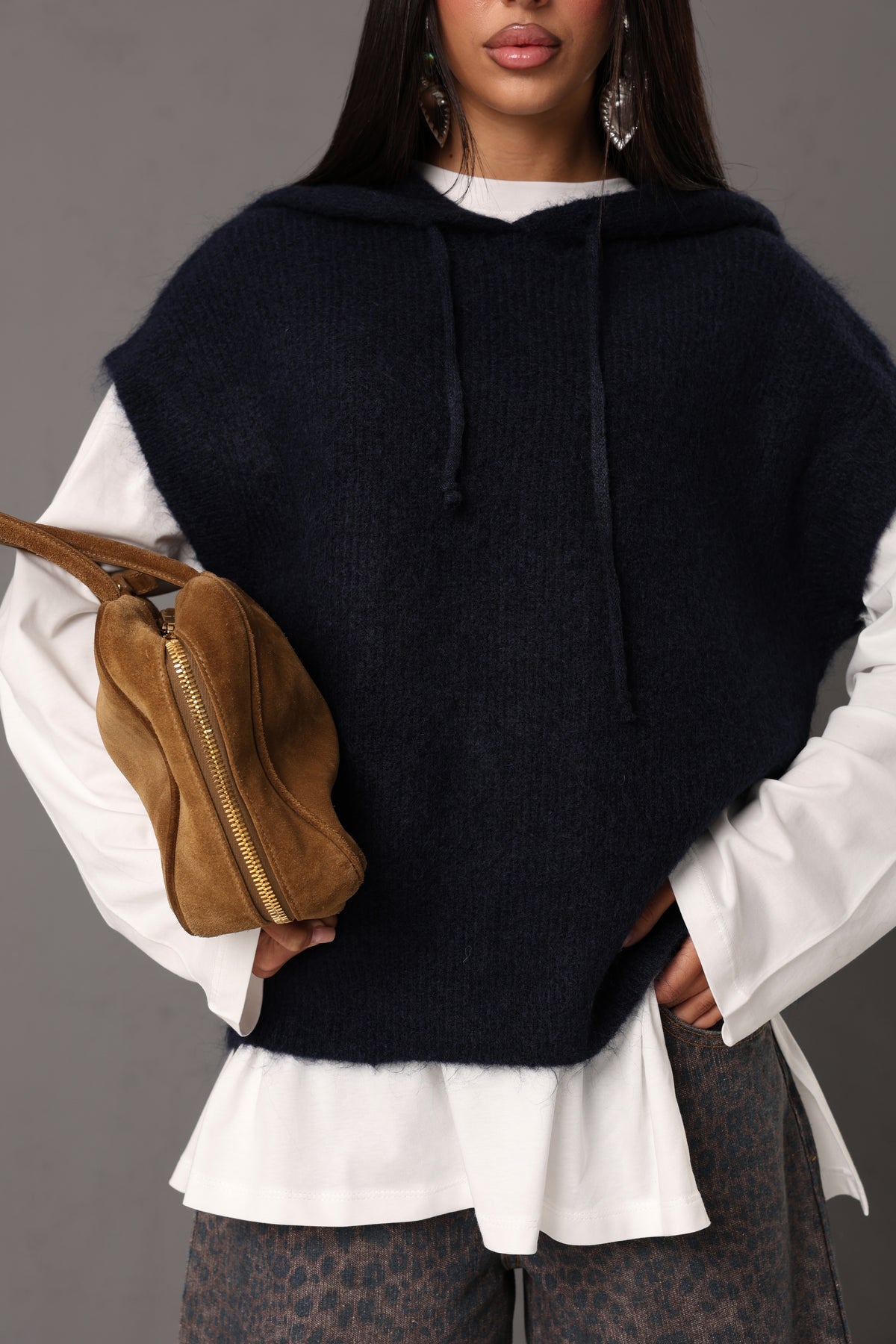 GILET CAPPUCCIO SHARYN BLU NAVY