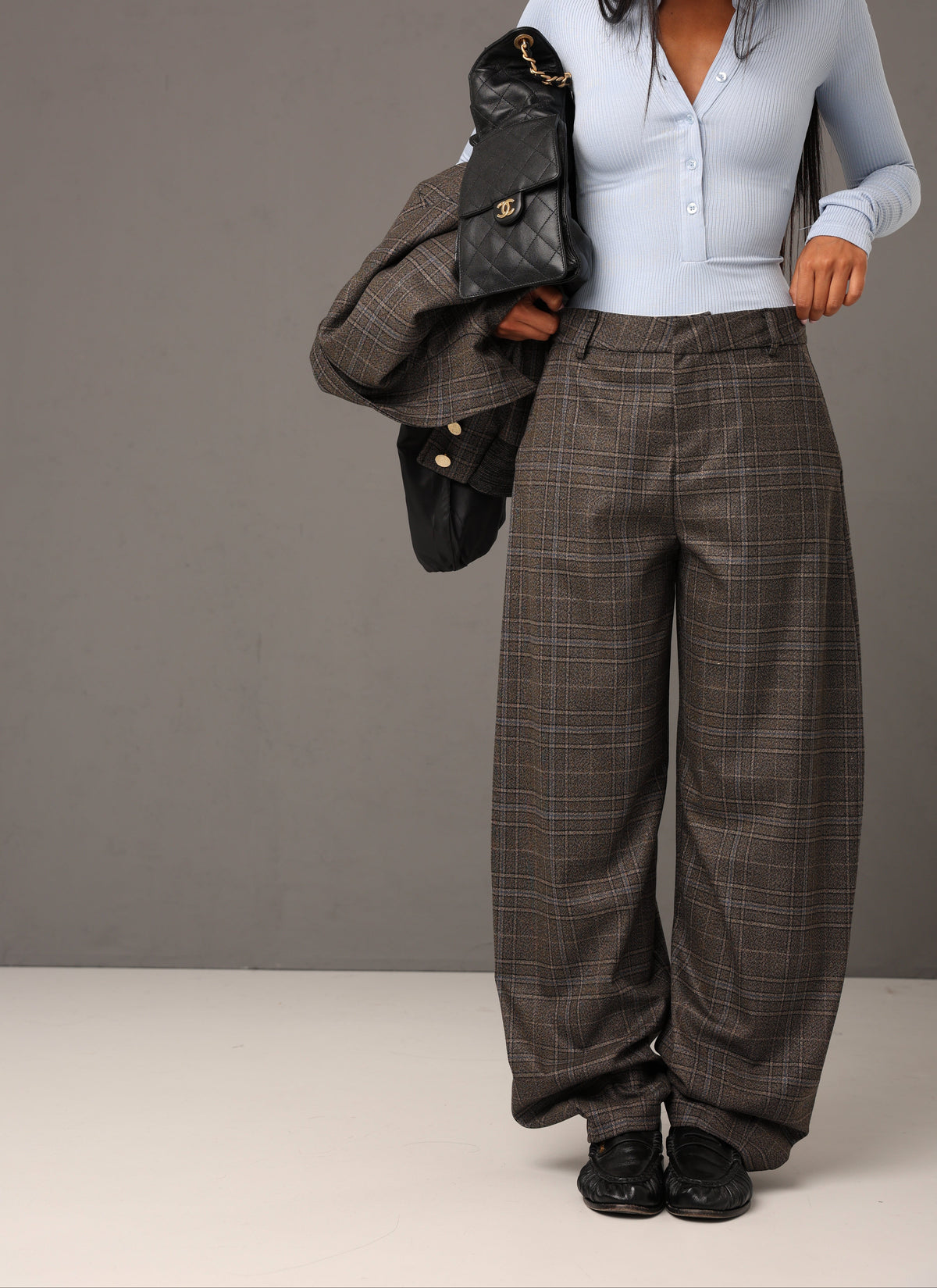 PANTALONI QUADRI LIV TAUPE BY LUMINA
