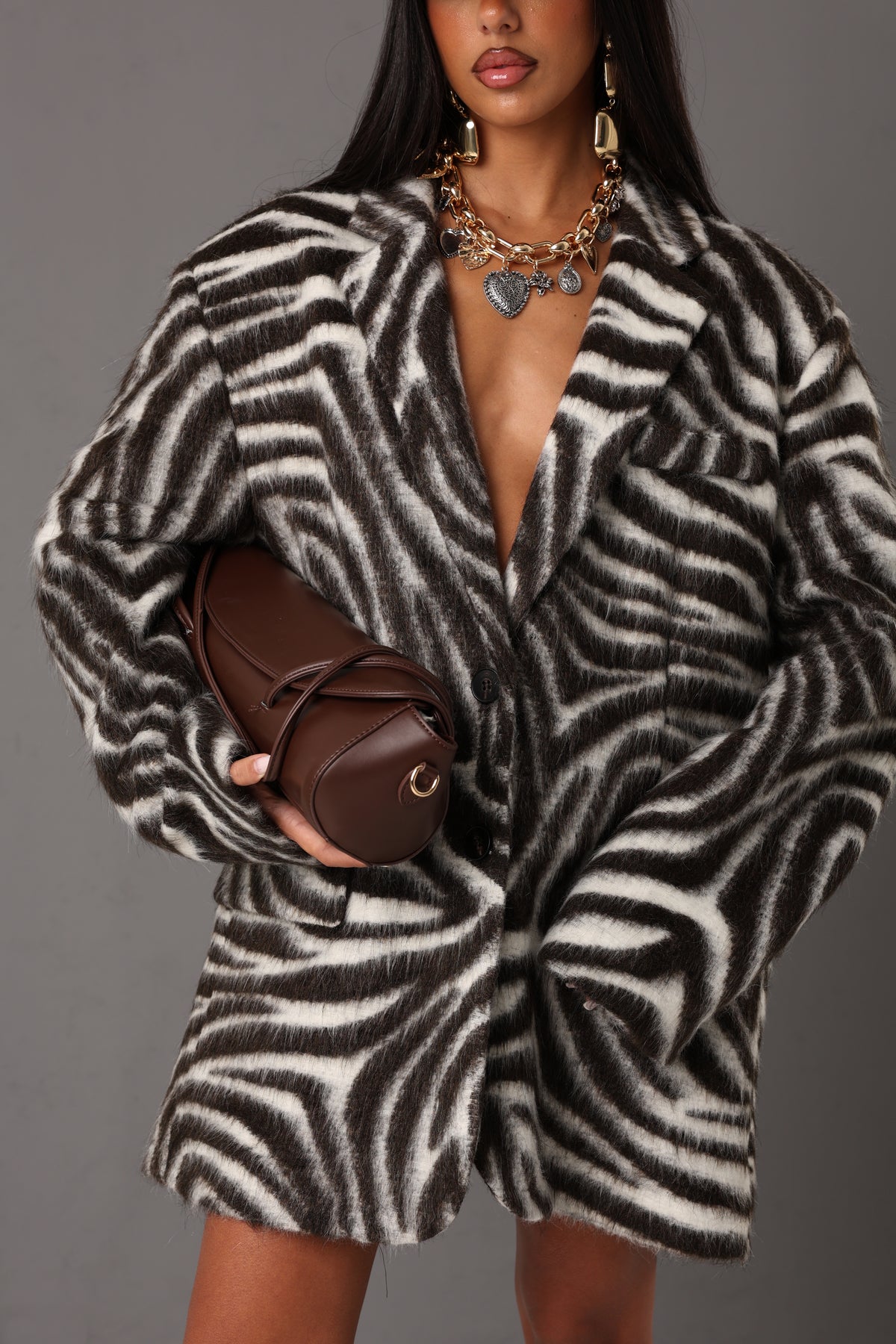 CAPPOTTINO ANIMALIER EMILY MARRONE/BIANCO