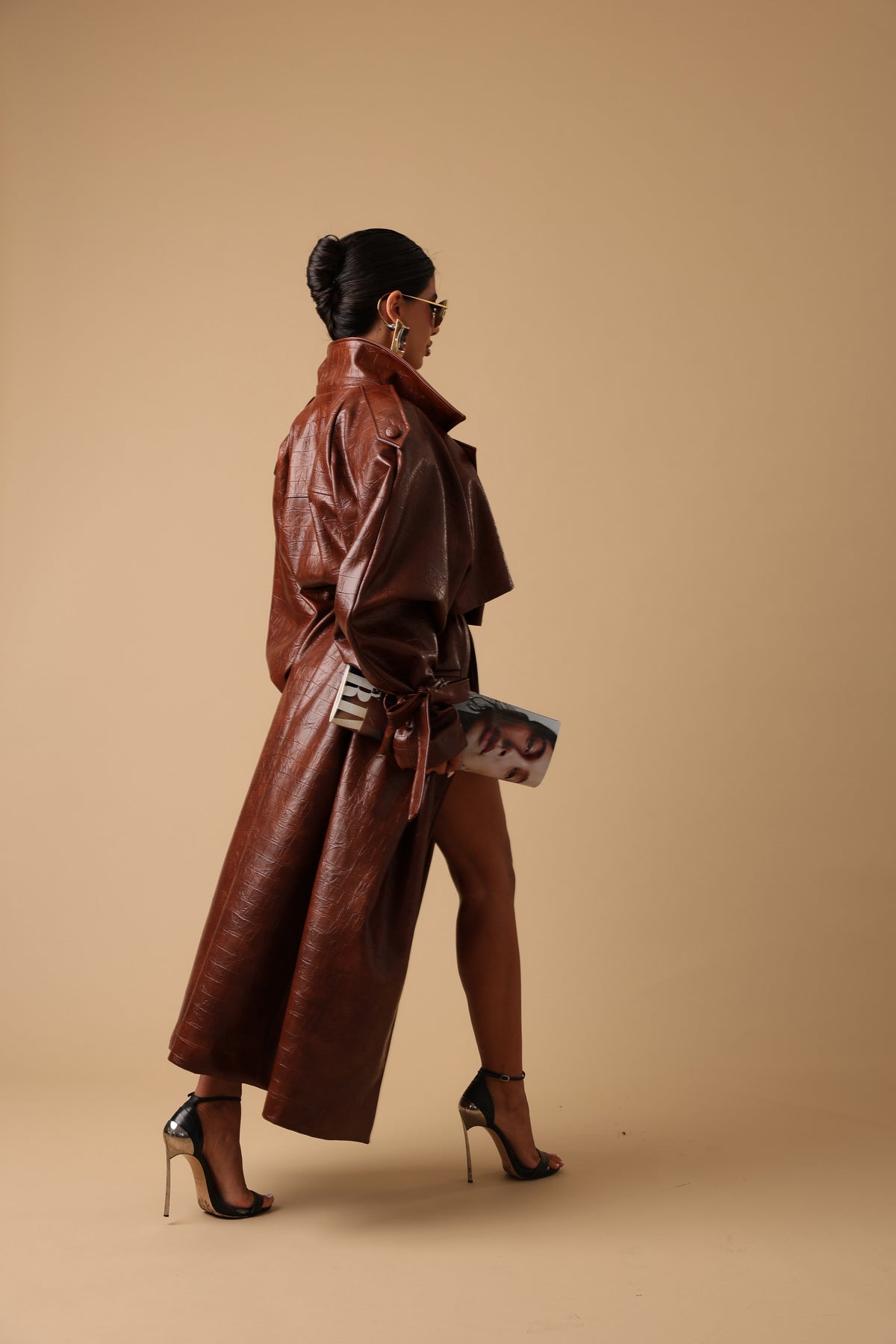 TRENCH ECOPELLE CROCODILE TEILOR CIOCCOLATO BY MARZIA MANGO