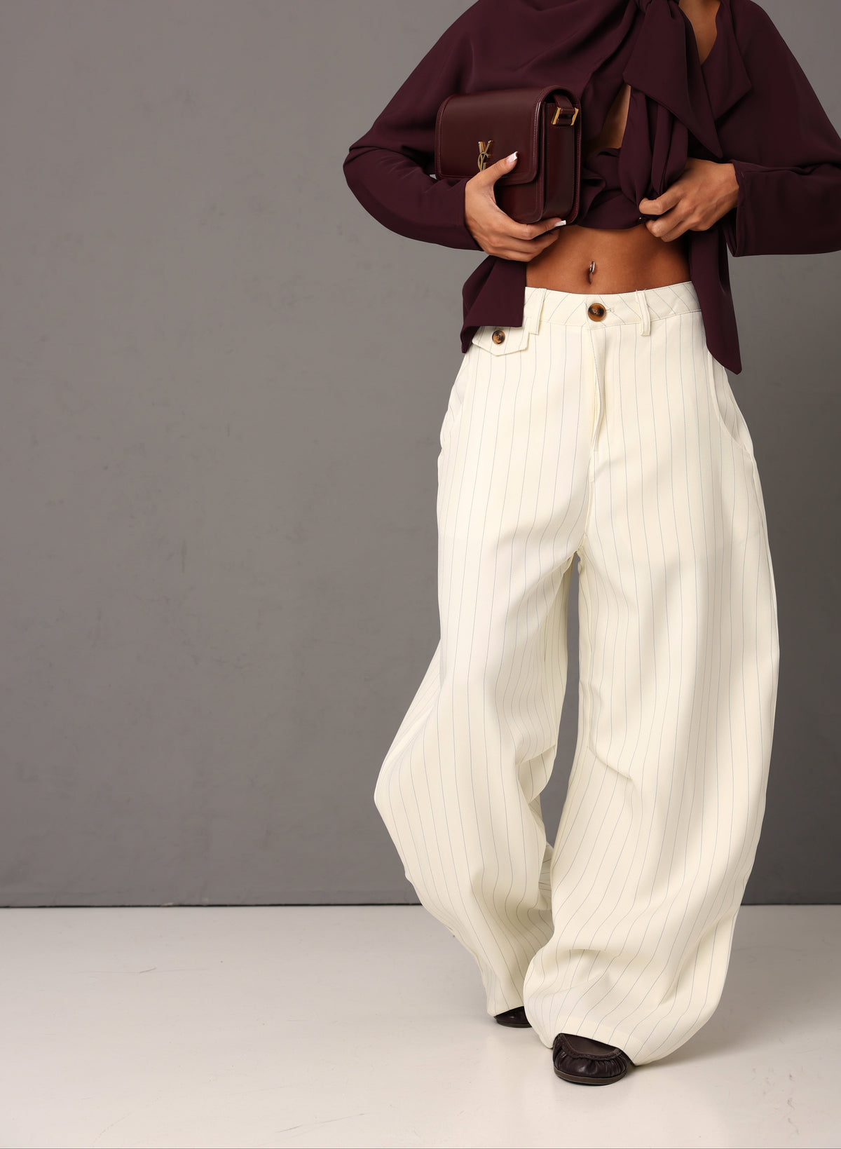 PANTALONI BALLOON GESSATI NYSSA CREMA