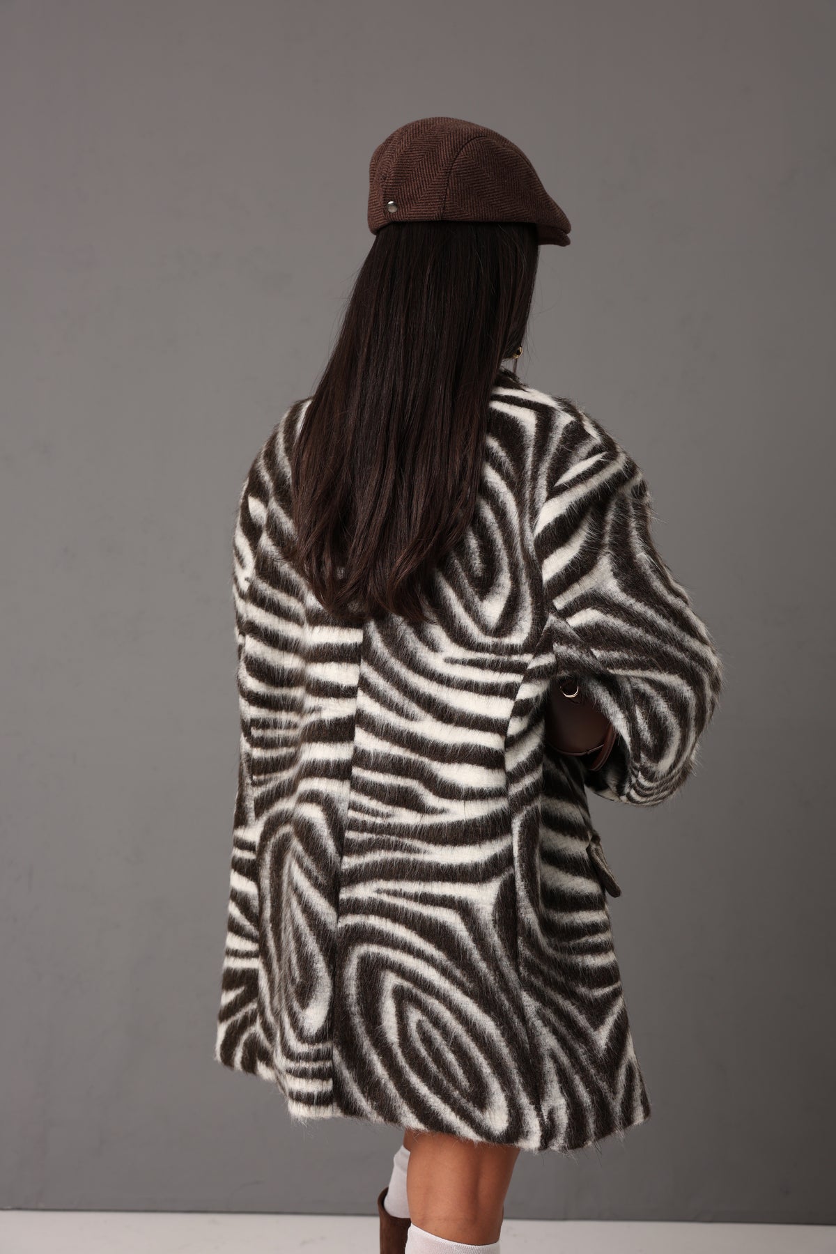 CAPPOTTINO ANIMALIER EMILY MARRONE/BIANCO