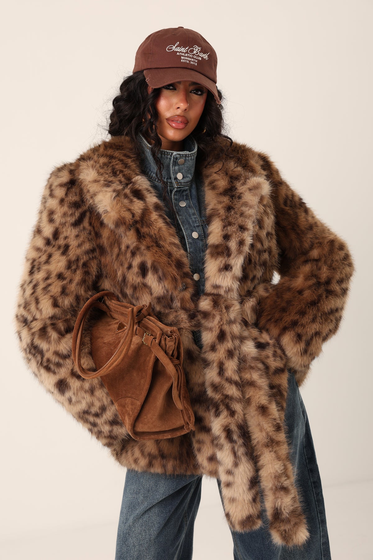 ECOPELLICCIA ANIMALIER COURMAYEUR BEIGE + CINTURA BY LUMINA