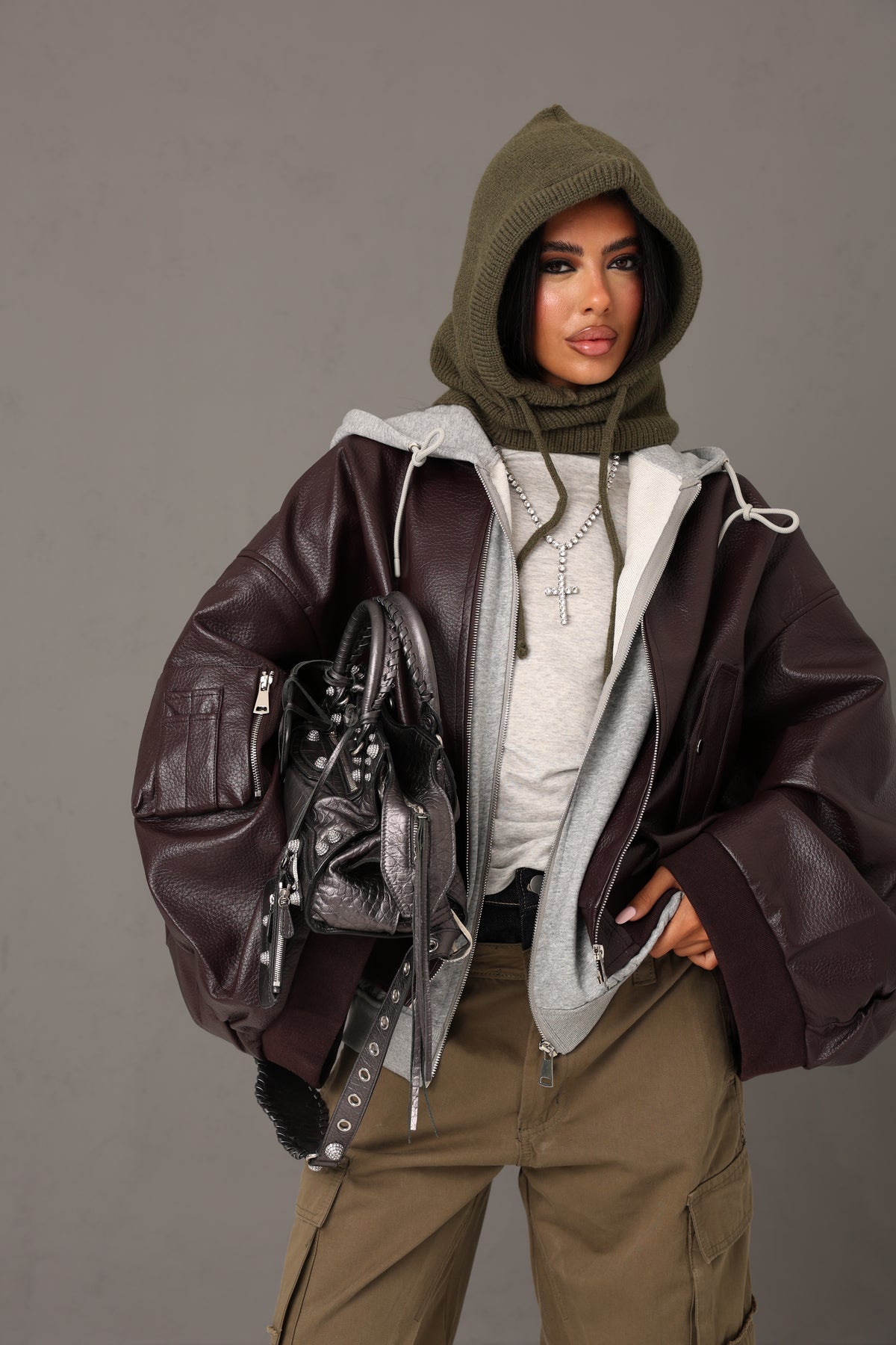 BOMBER ECOPELLE SUSAN BORDEAUX