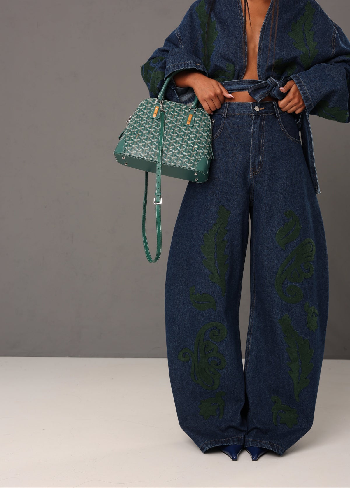 COORDINATO RICAMI INDIE DENIM SCURO