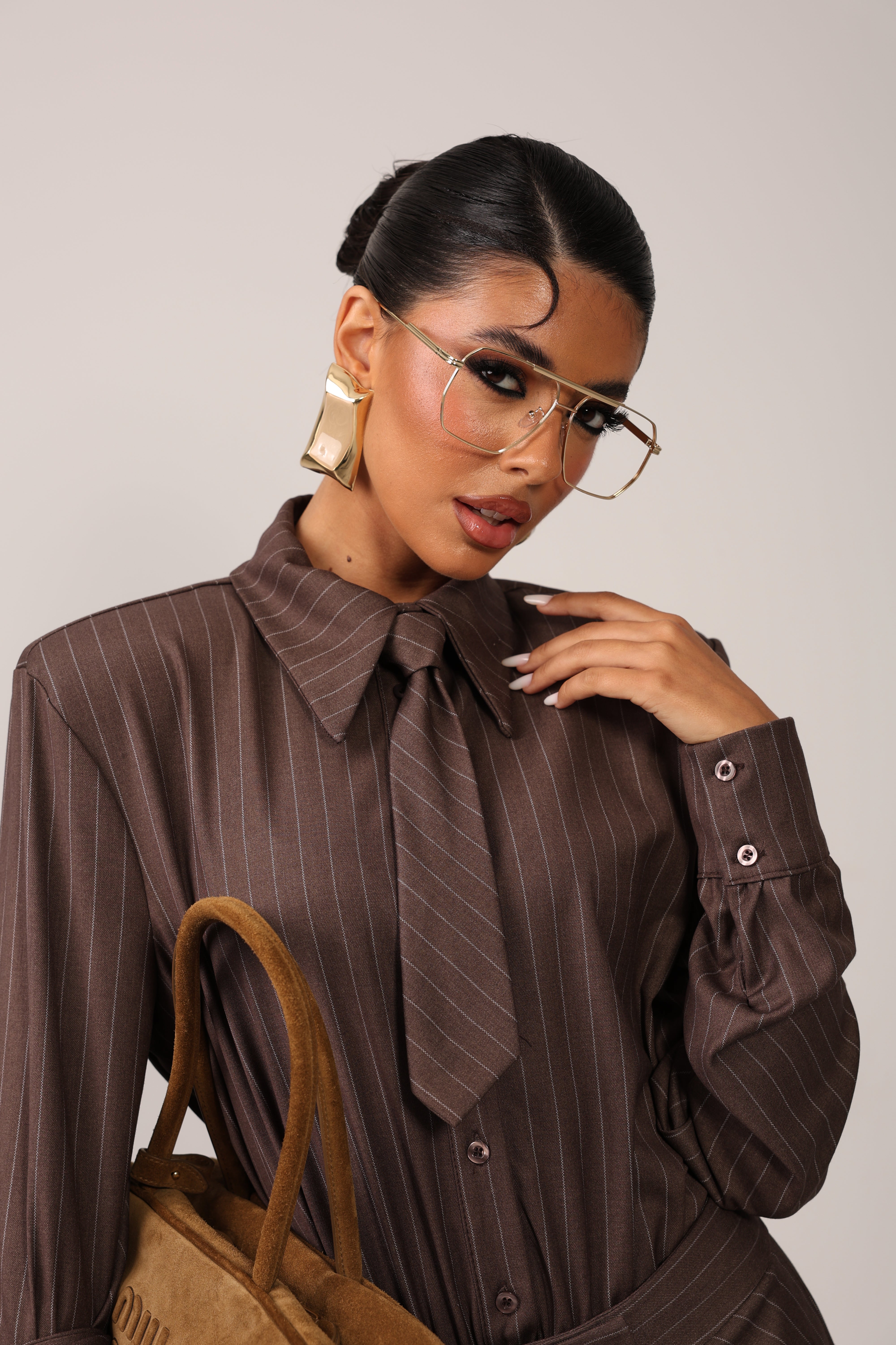 CAMICIA + CRAVATTA GESSATA WOMEN CACAO