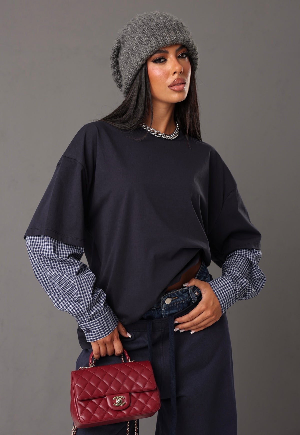 MAGLIA MANICHE CAMICIA NILÙ BLU