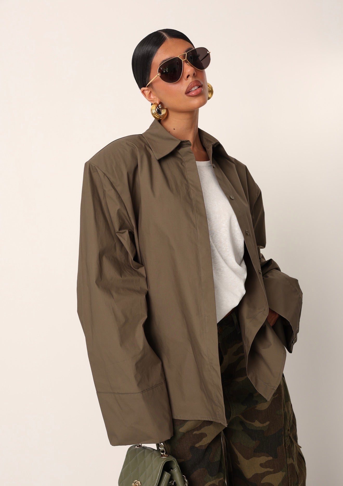 CAMICIA SPALLINE ALLEGRA VERDE MILITARE