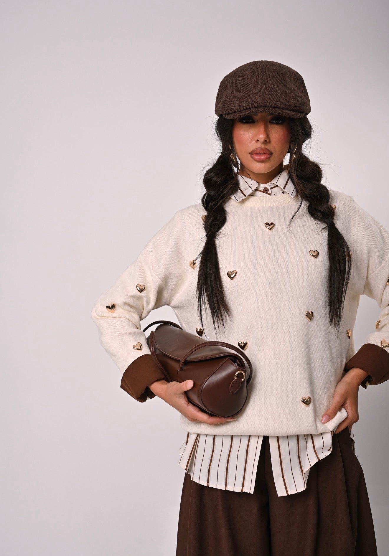 PULL GIROCOLLO "CUORE INNAMORATO" PANNA