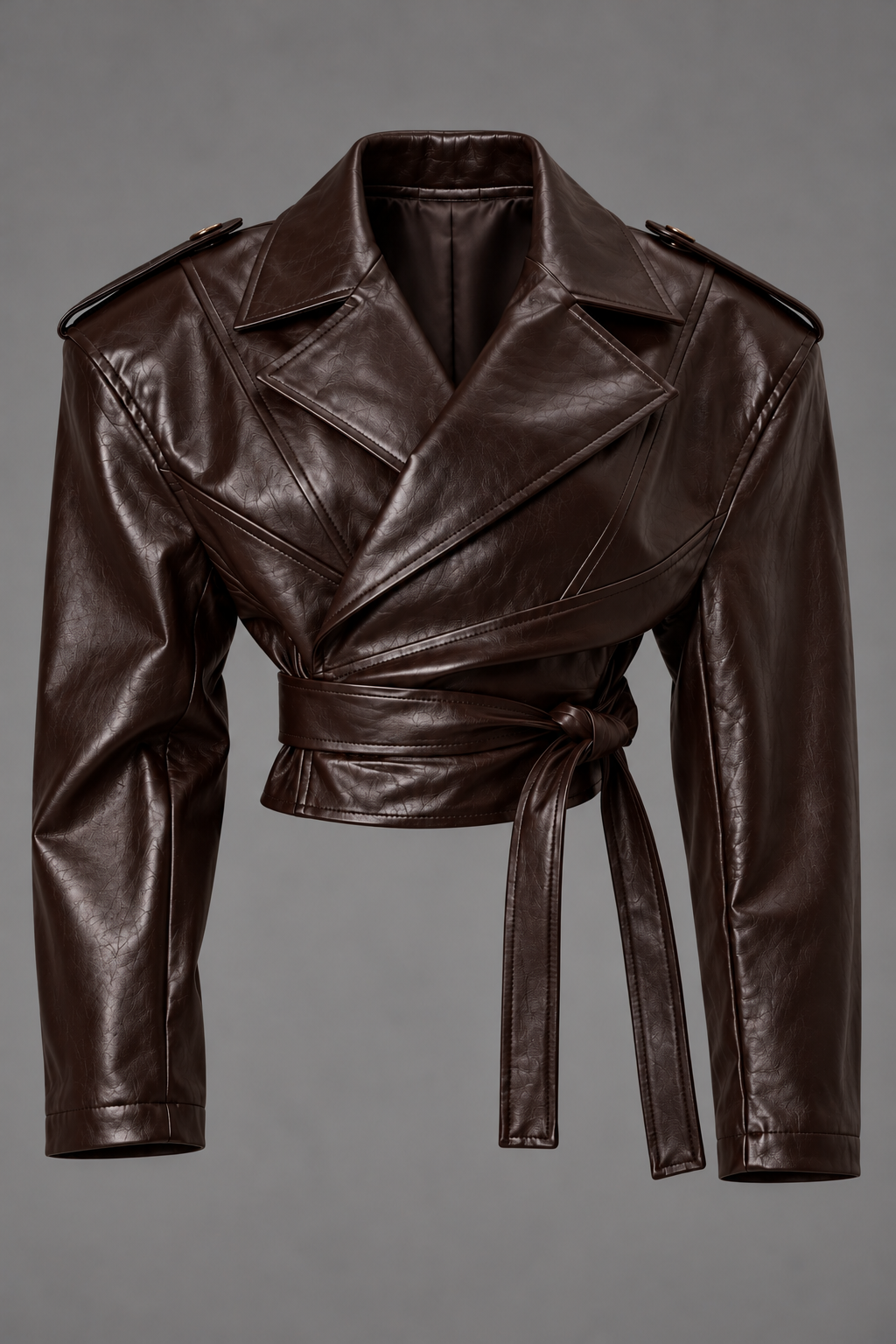 DIEGO FAUX LEATHER BIKER JACKET DARK BROWN