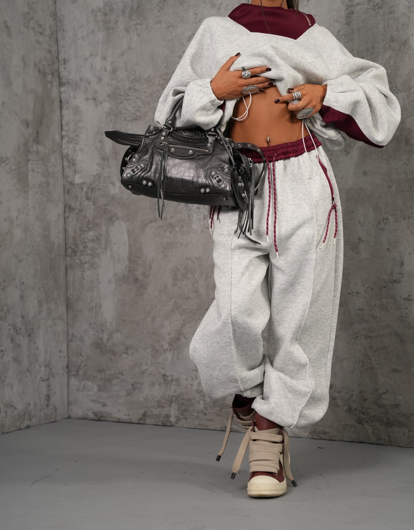 COORDINATO LISBONA GRIGIO/BORDEAUX