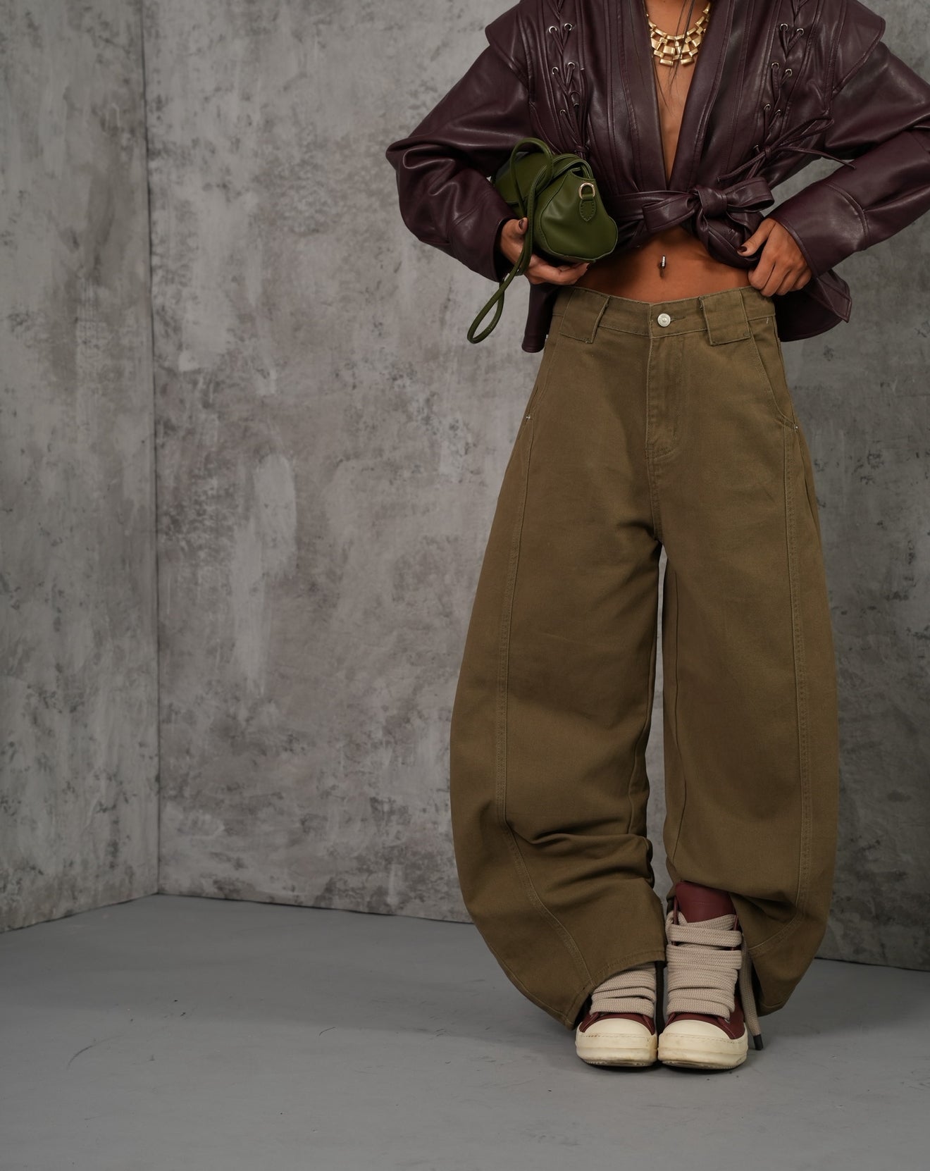 Jeans balloon Ginger verde militare