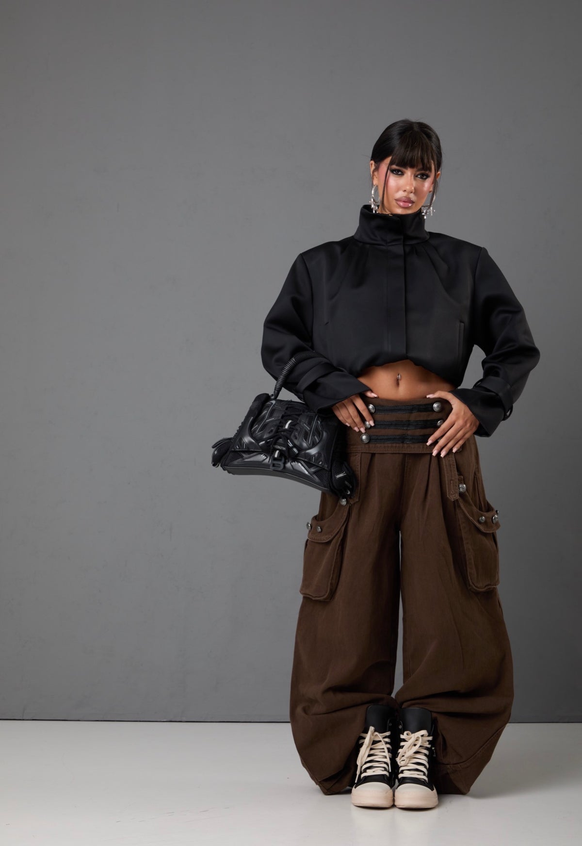 BOMBER SATINATO MAXINE NERO