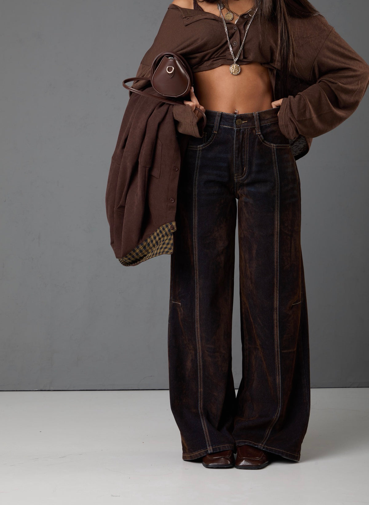 JEANS SFUMATO BIBIANA MARRONE/BLU