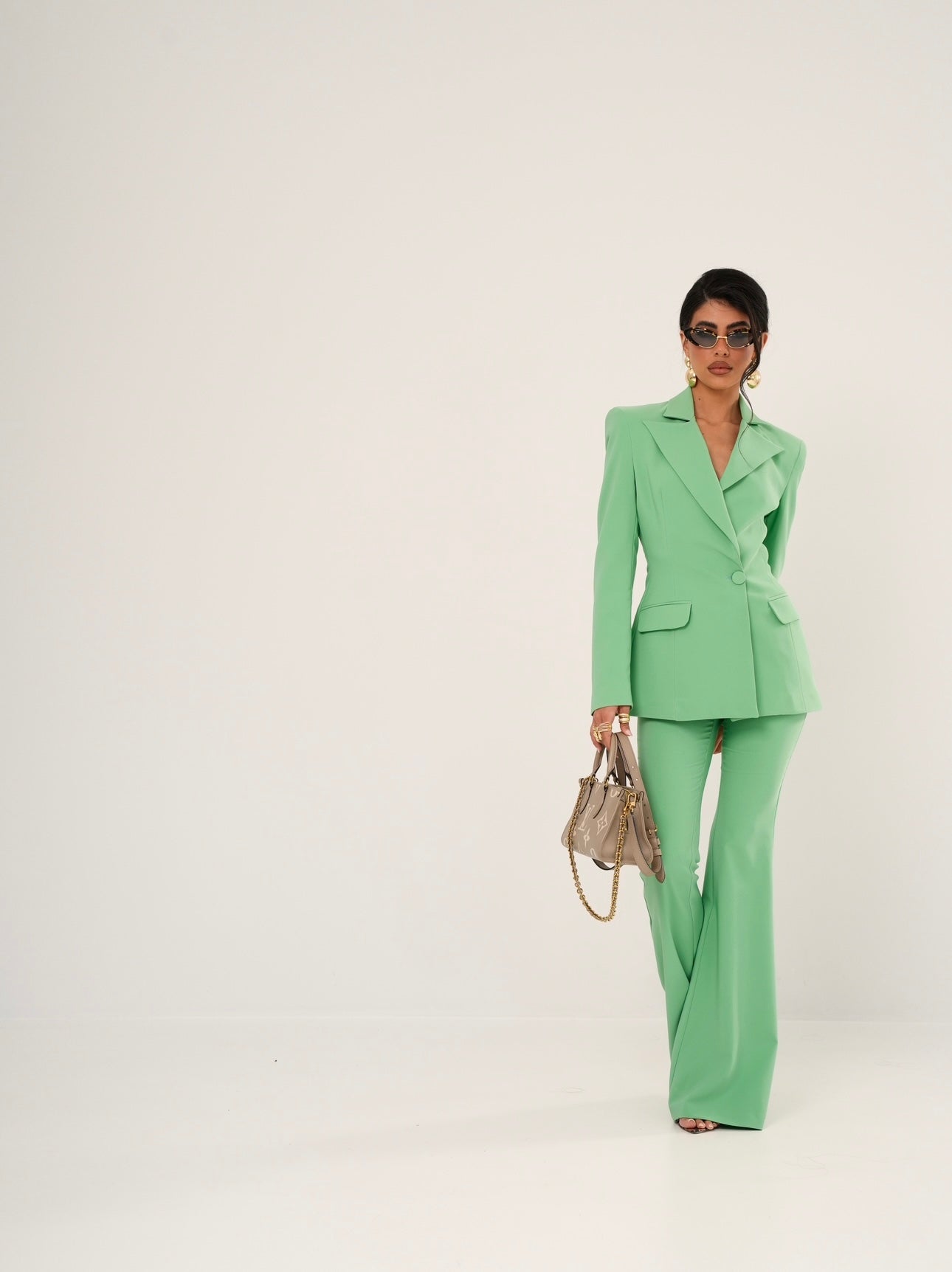 Pantaloni zampa Cocumella verde mela