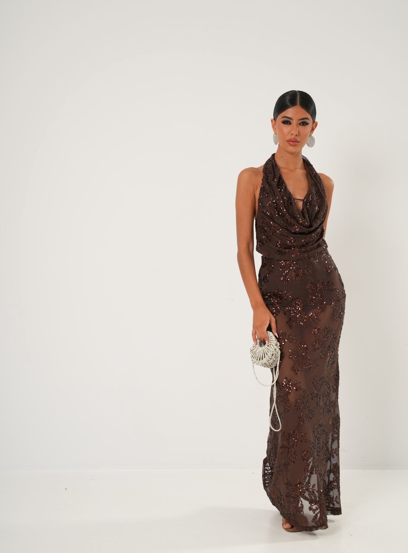 Gonna paillettes Janeiro marrone