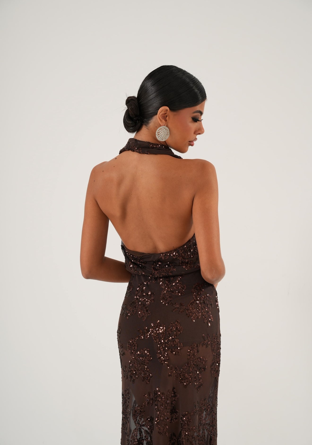 Top paillettes Formentera marrone