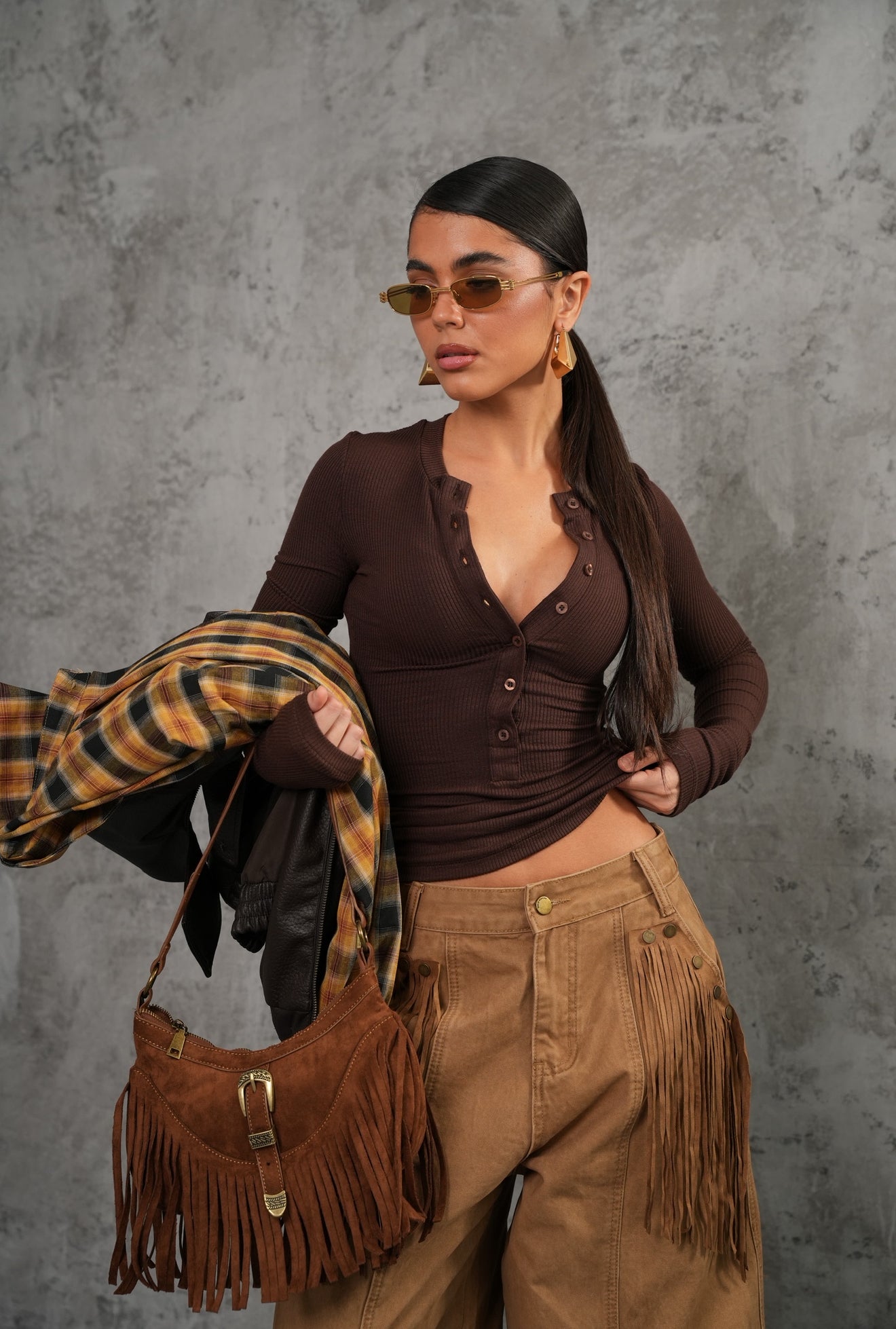 MAGLIETTINA KESHA MARRONE  BY MARZIA MANGO