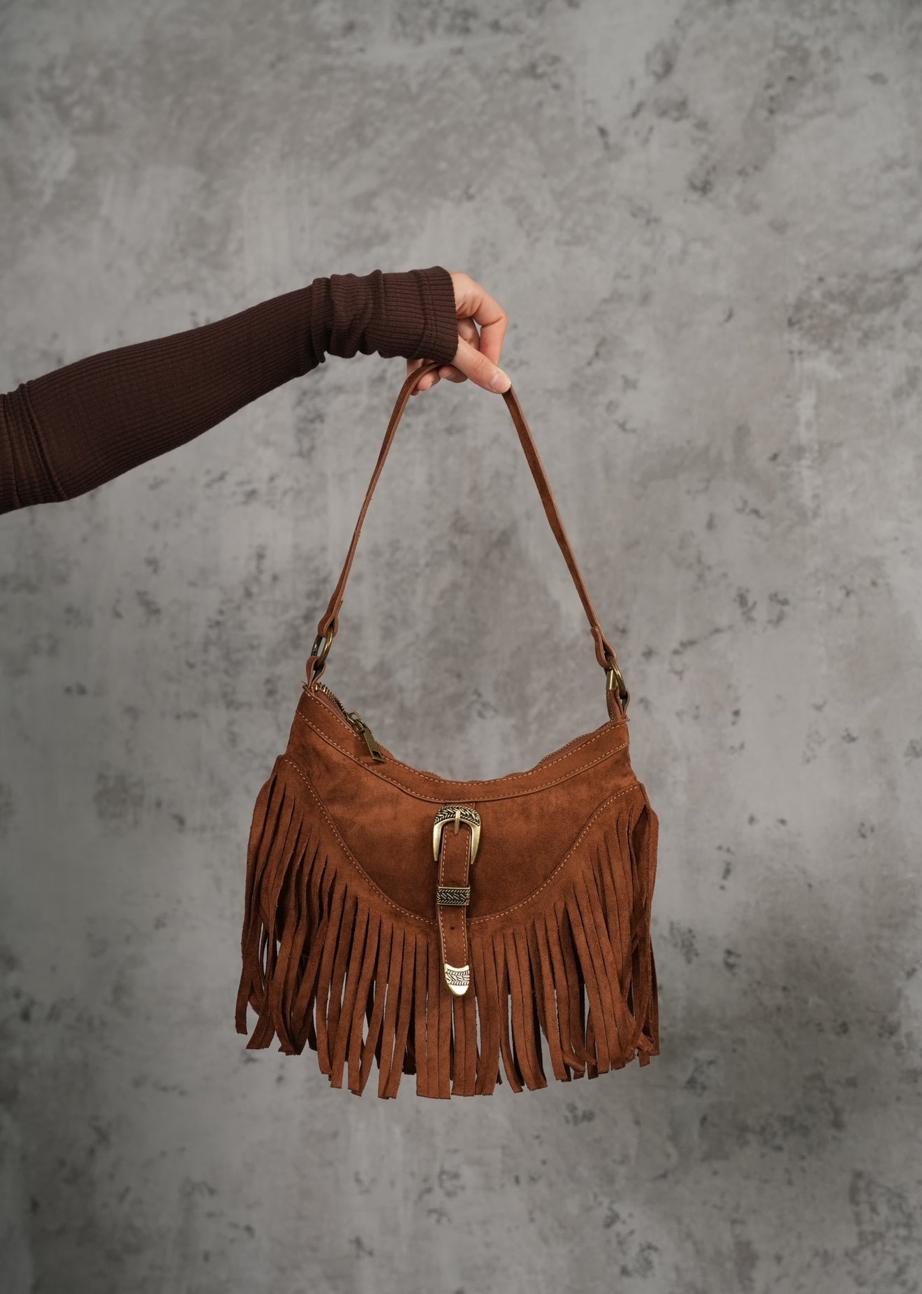 Borsa frange Jada camel