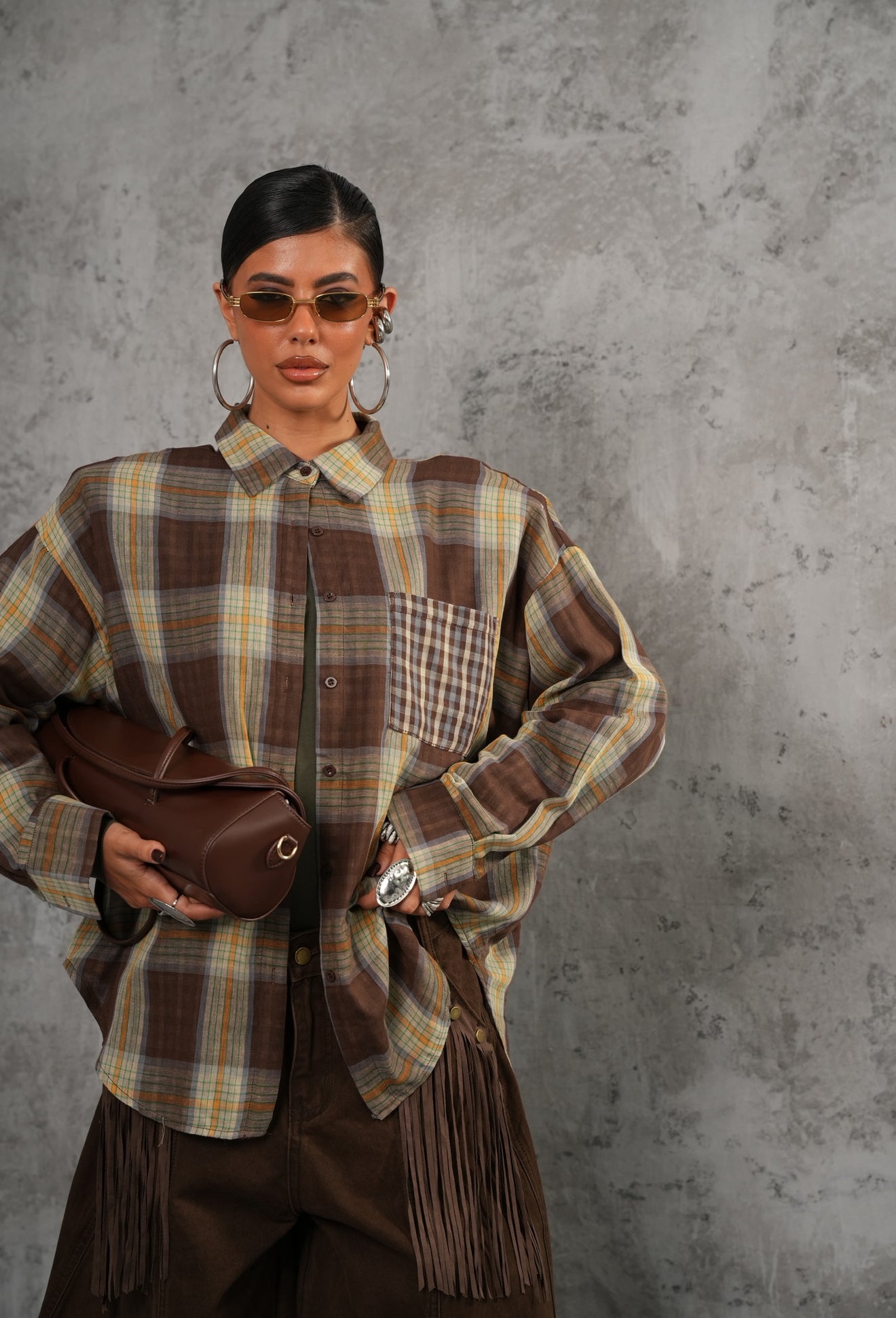 Camicia quadri Minù marrone