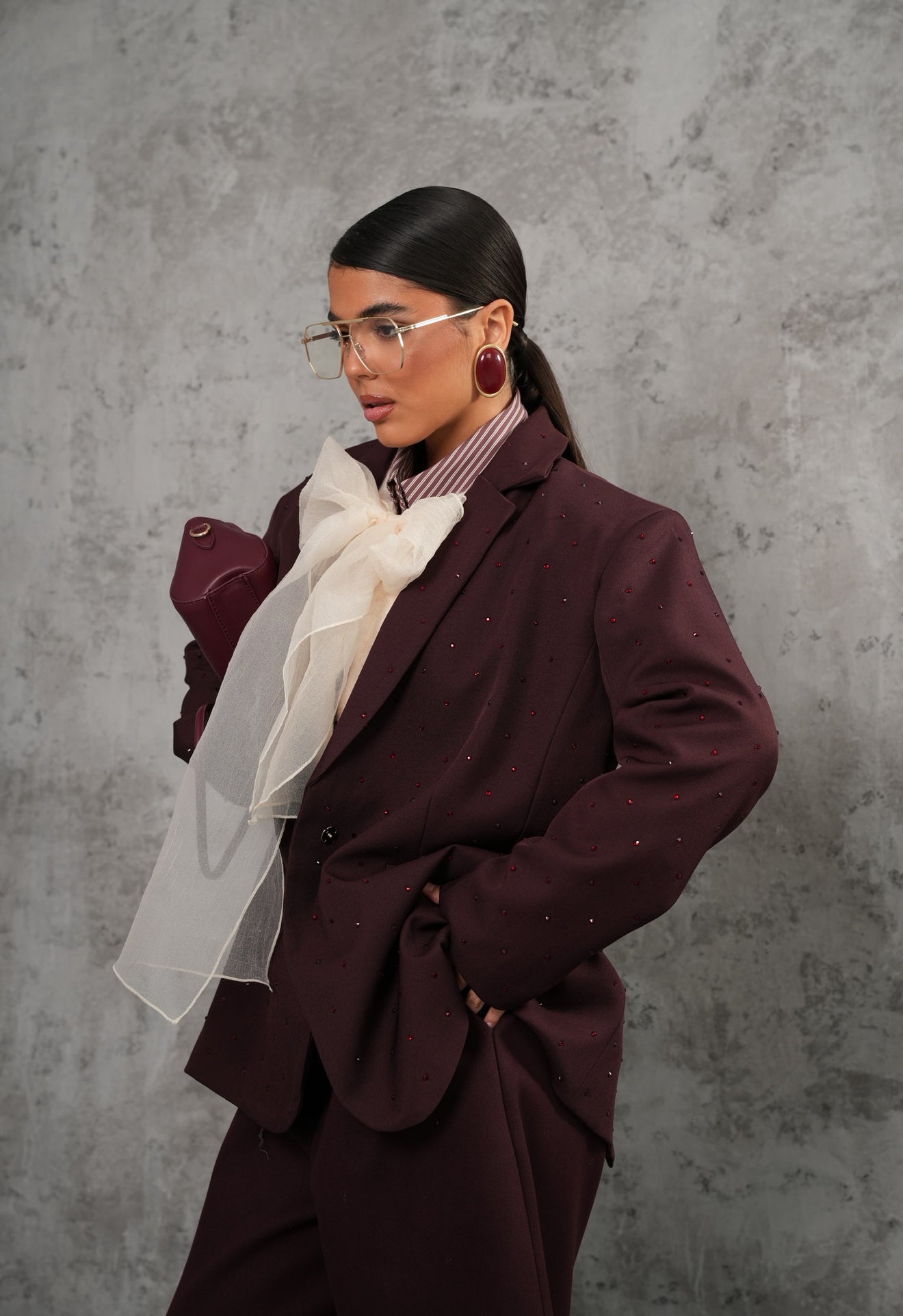 Blazer strass Demy bordeaux