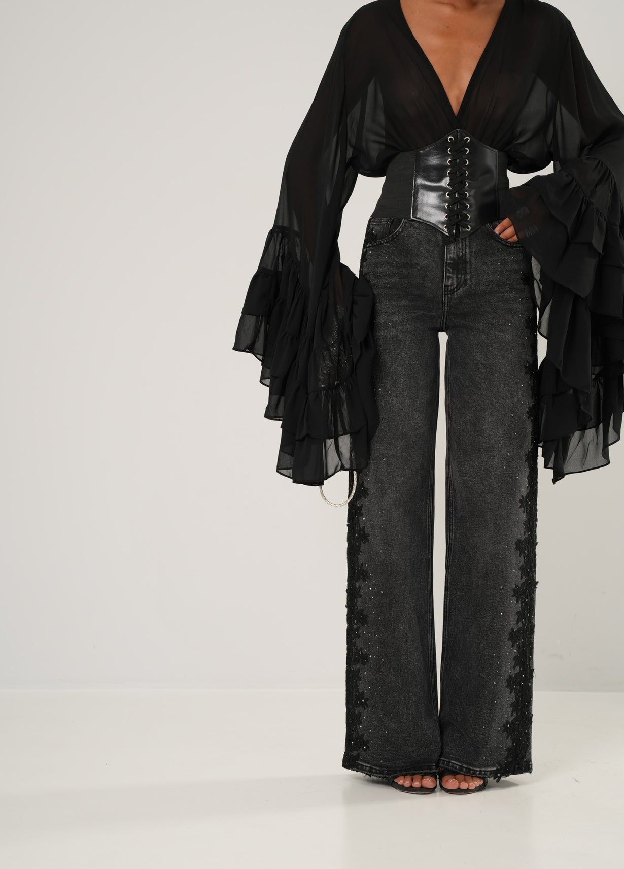 Jeans pizzo Mery neri