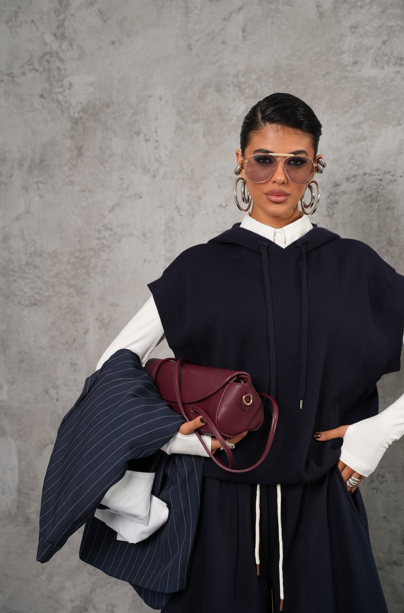 Gilet cappuccio Janine blu