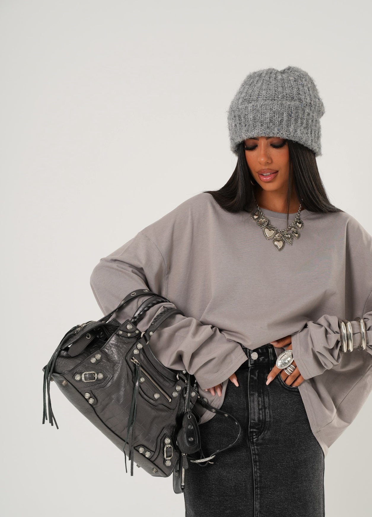 Maglia Abril over-size grigio chiaro