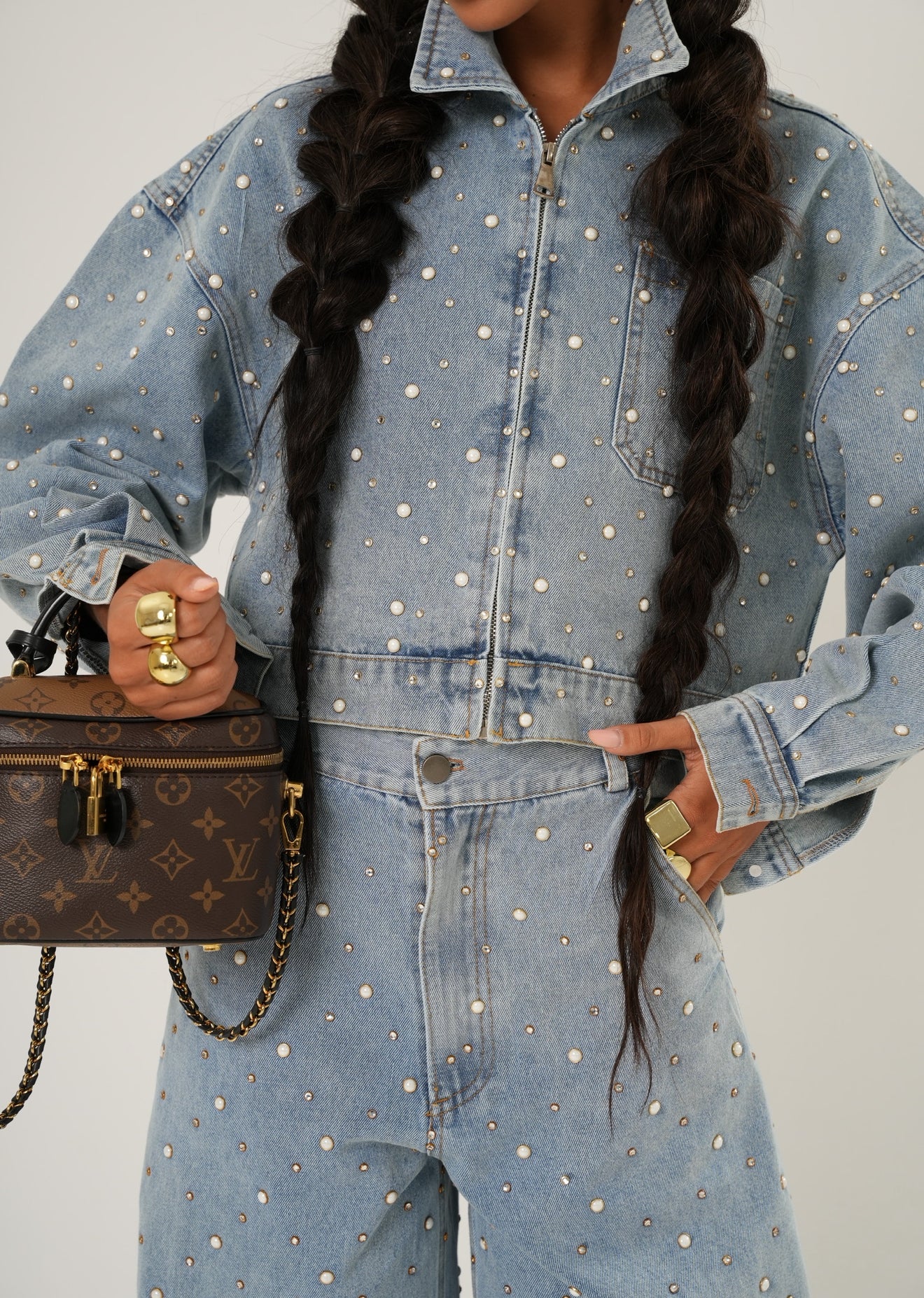 Giubbotto crop Rania denim chiaro