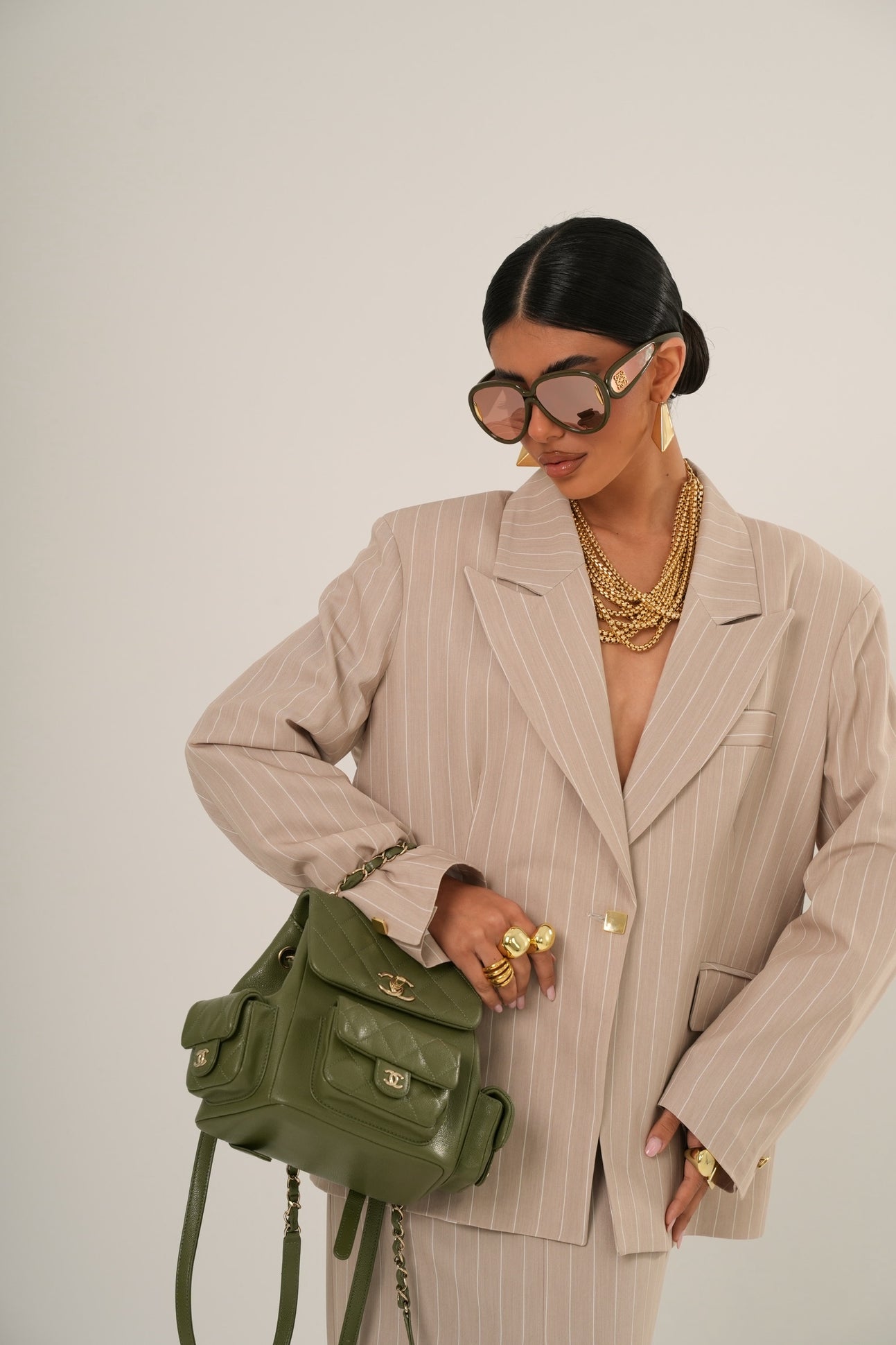 Blazer gessato Spaccanapoli beige