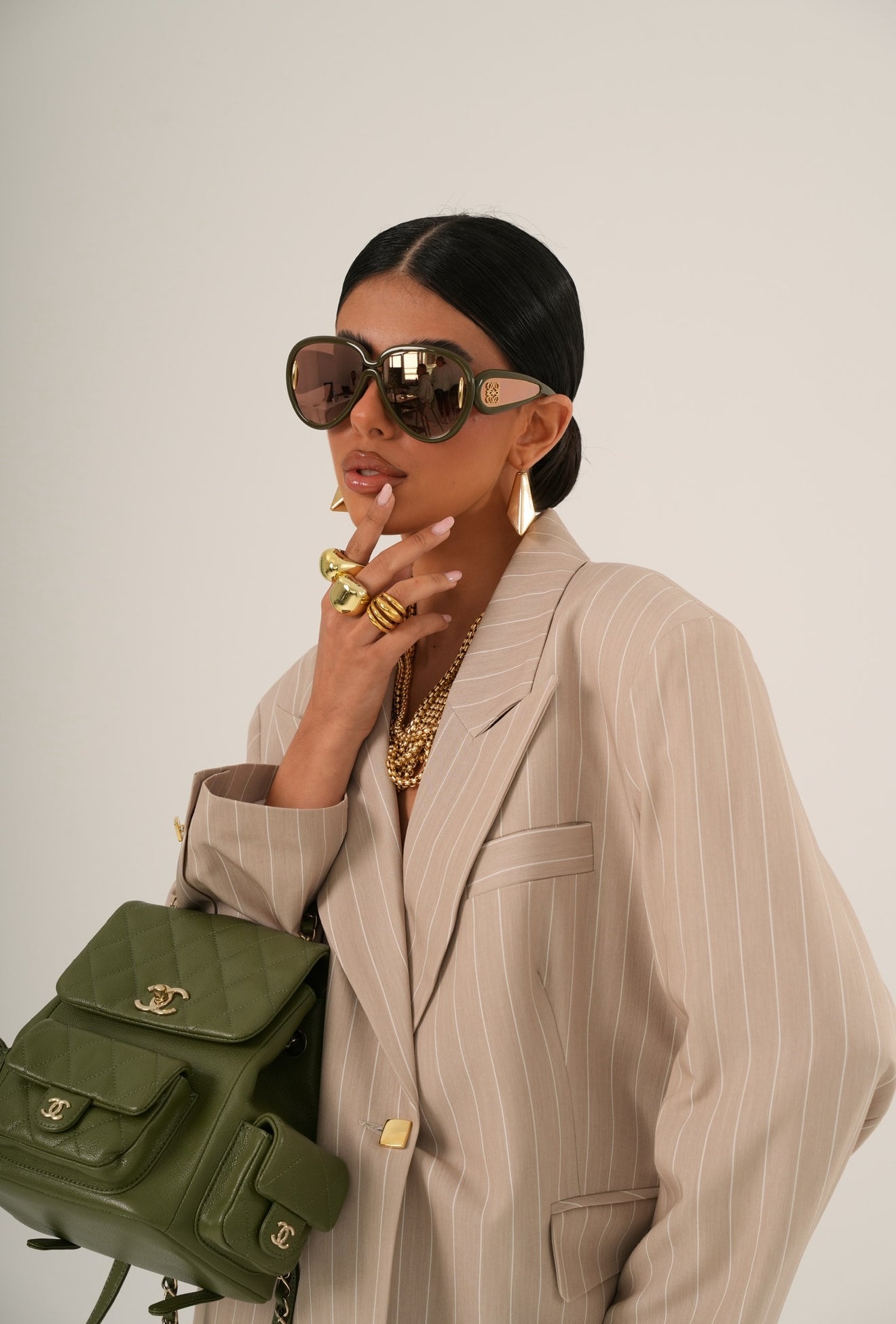 Blazer gessato Spaccanapoli beige