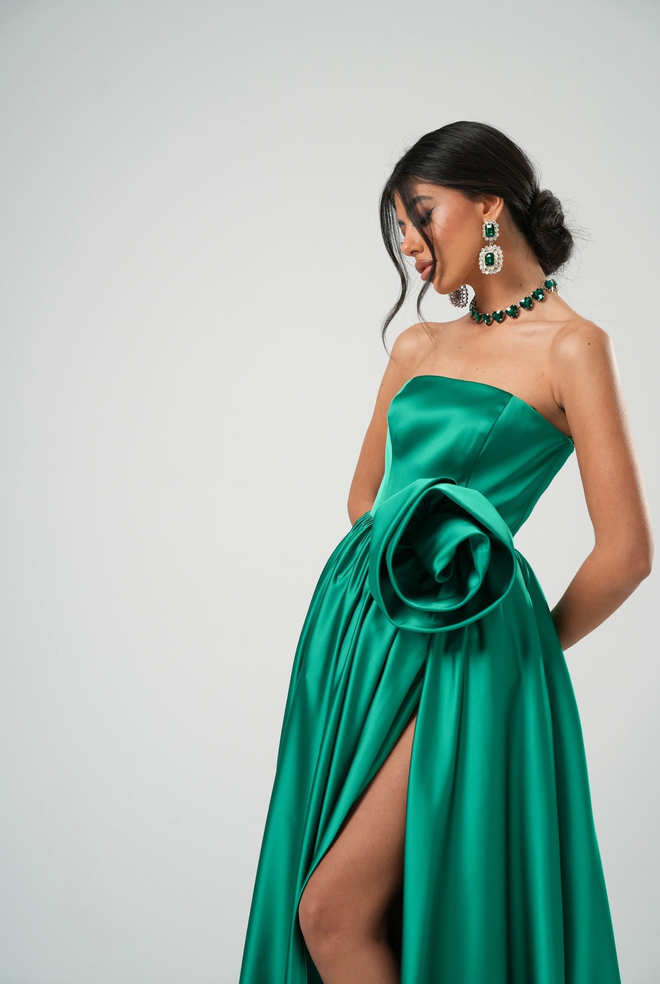 Vestito fiore Romi verde