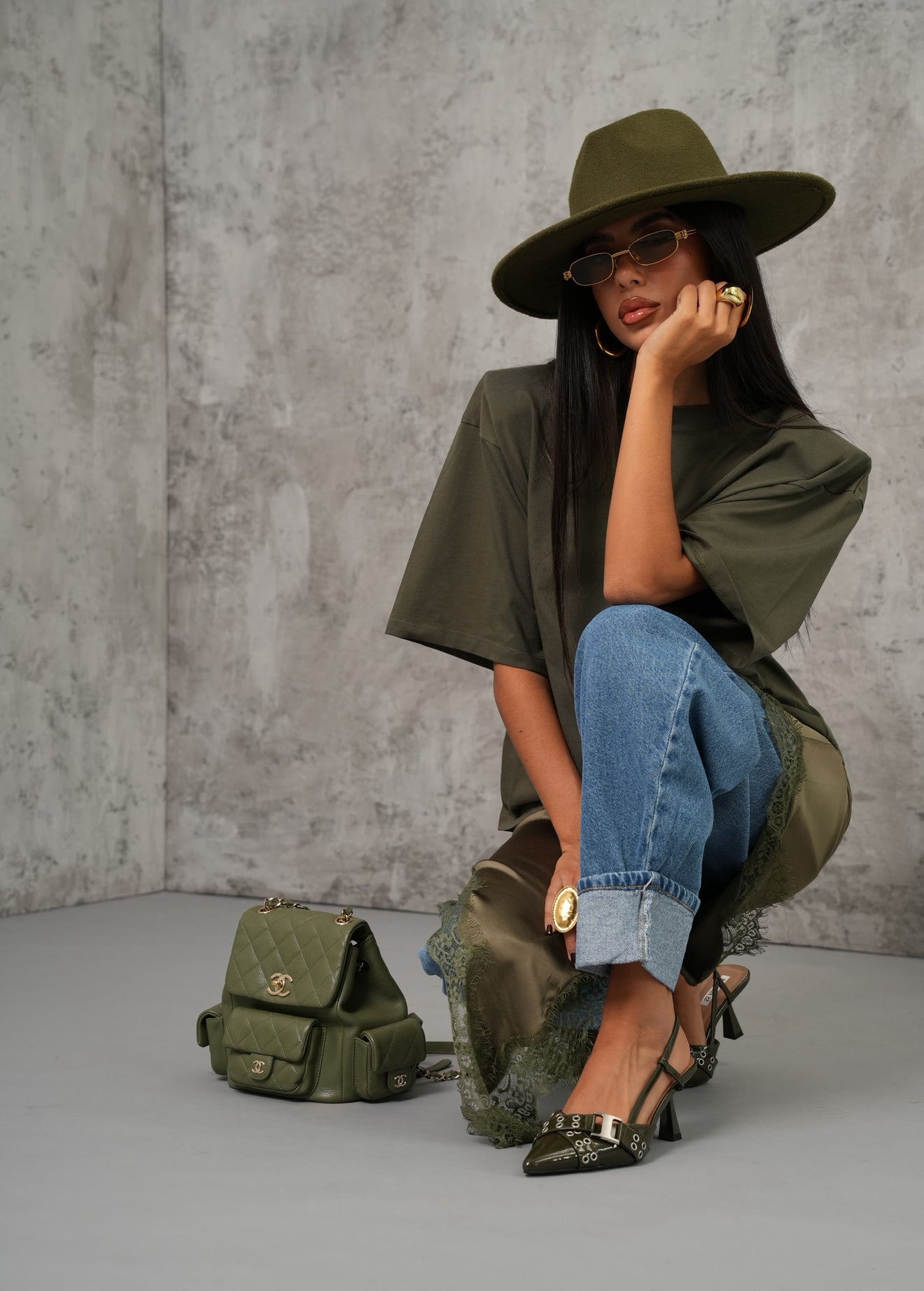 Slingback fibbie Serena verde