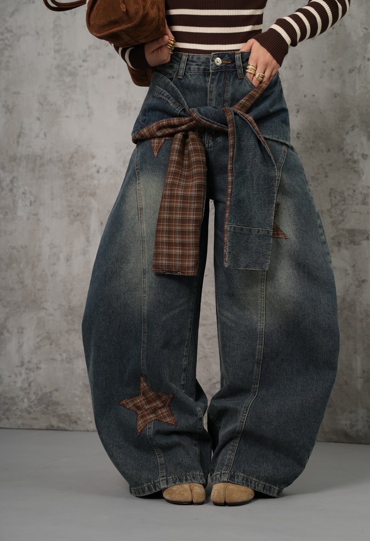 Jeans Tartan Stars balloon
