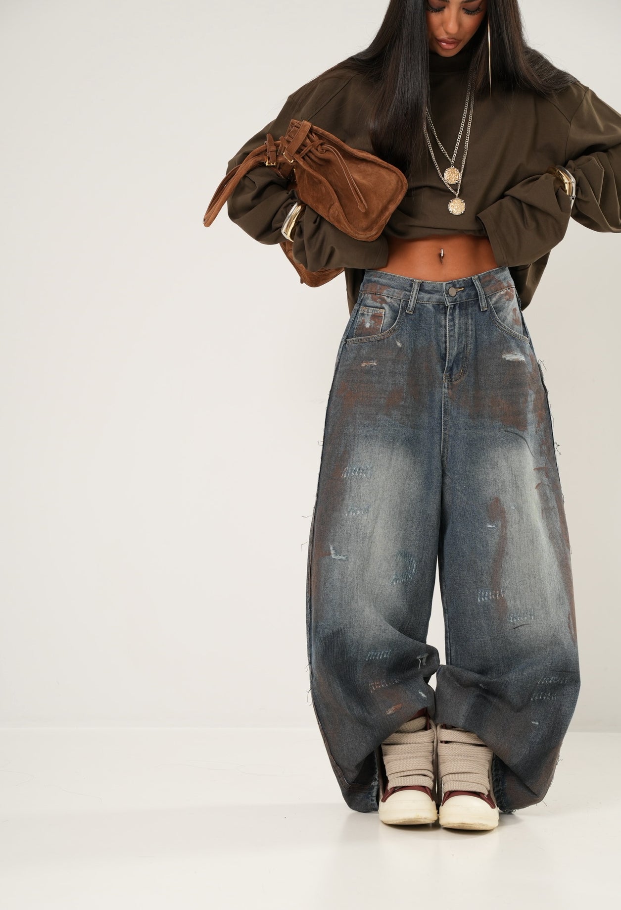 Jeans Painting + foulard lavaggio medio
