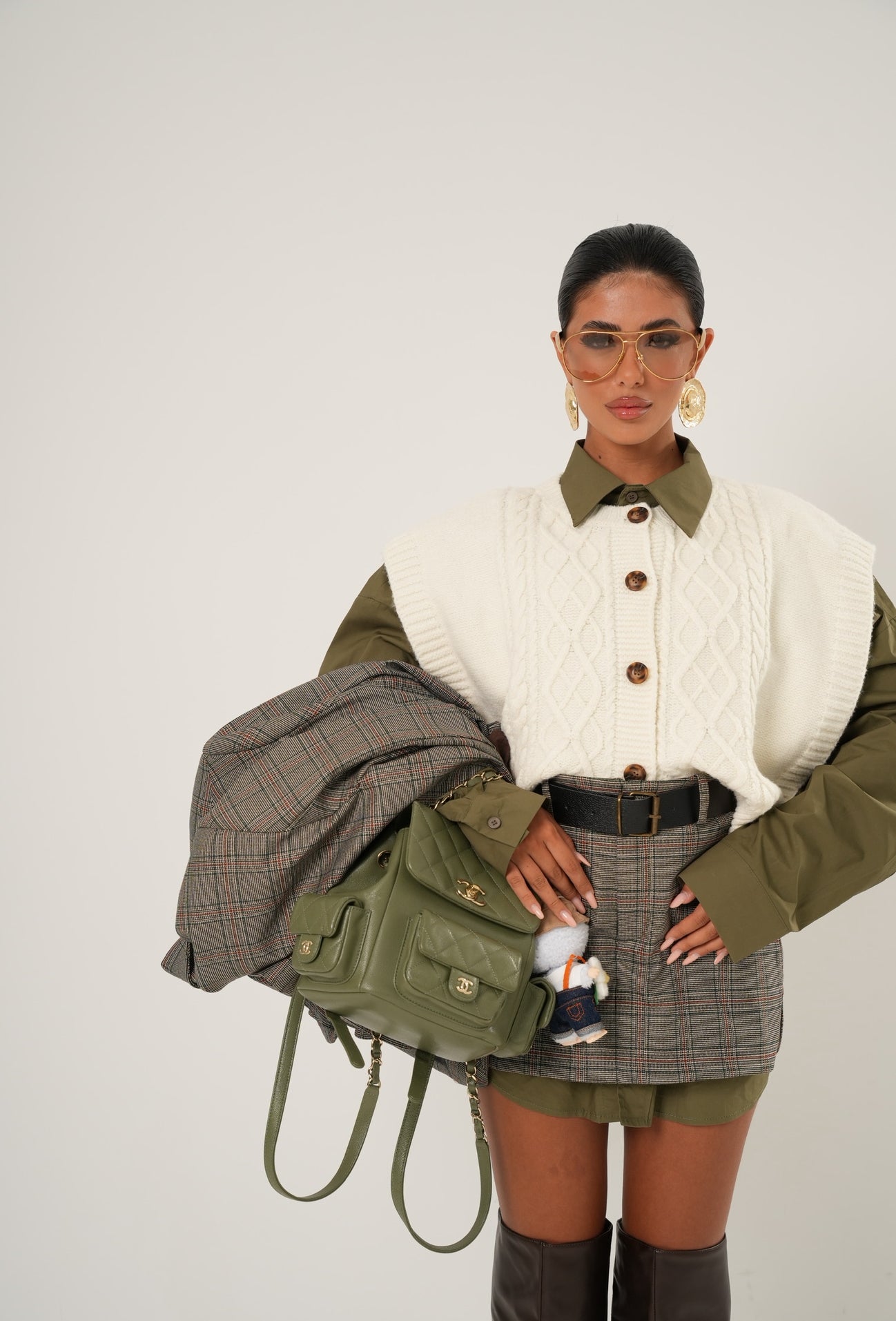Cardigan crop Zuri panna