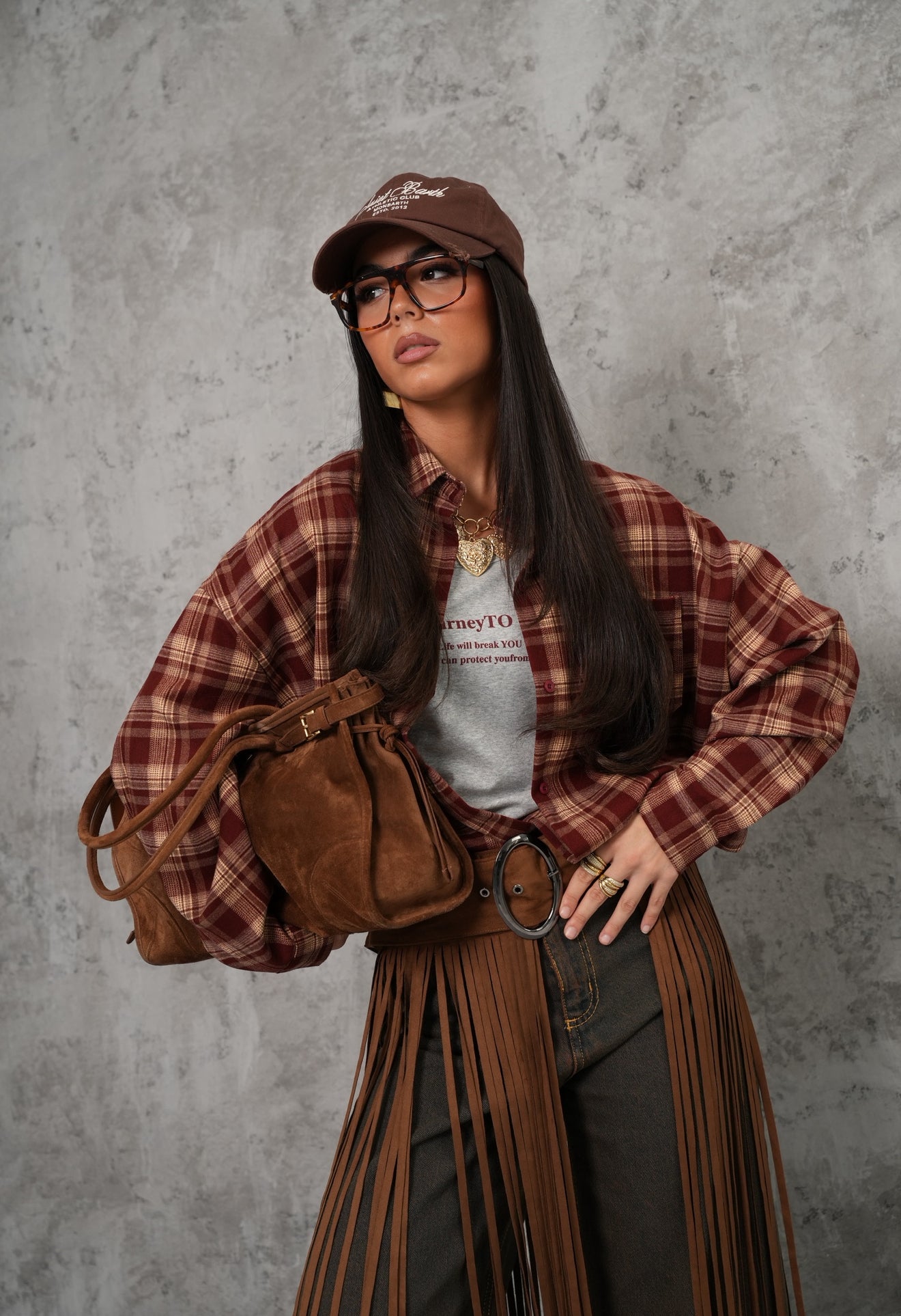 Camicia tartan Elenie bordeaux + canotta