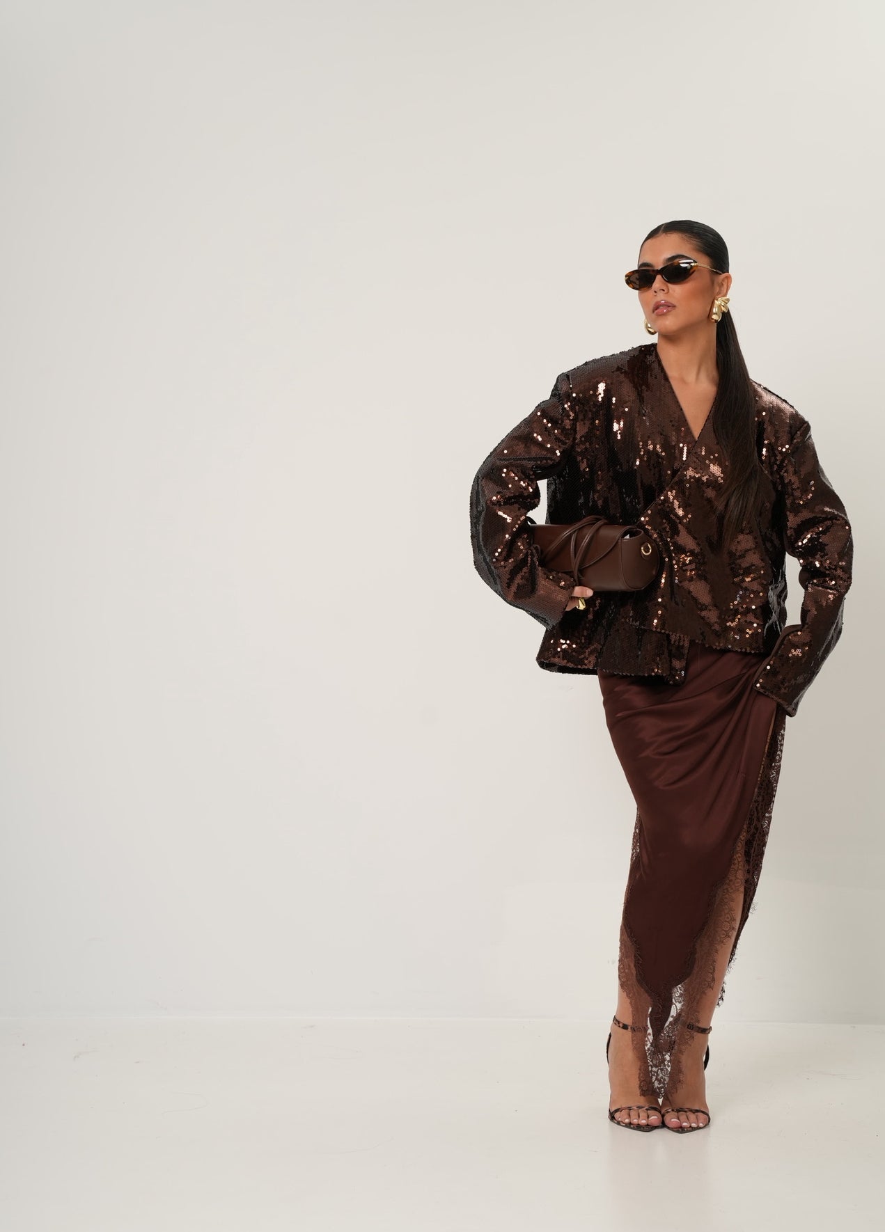 BLAZER PAILLETTES DESY MARRONE