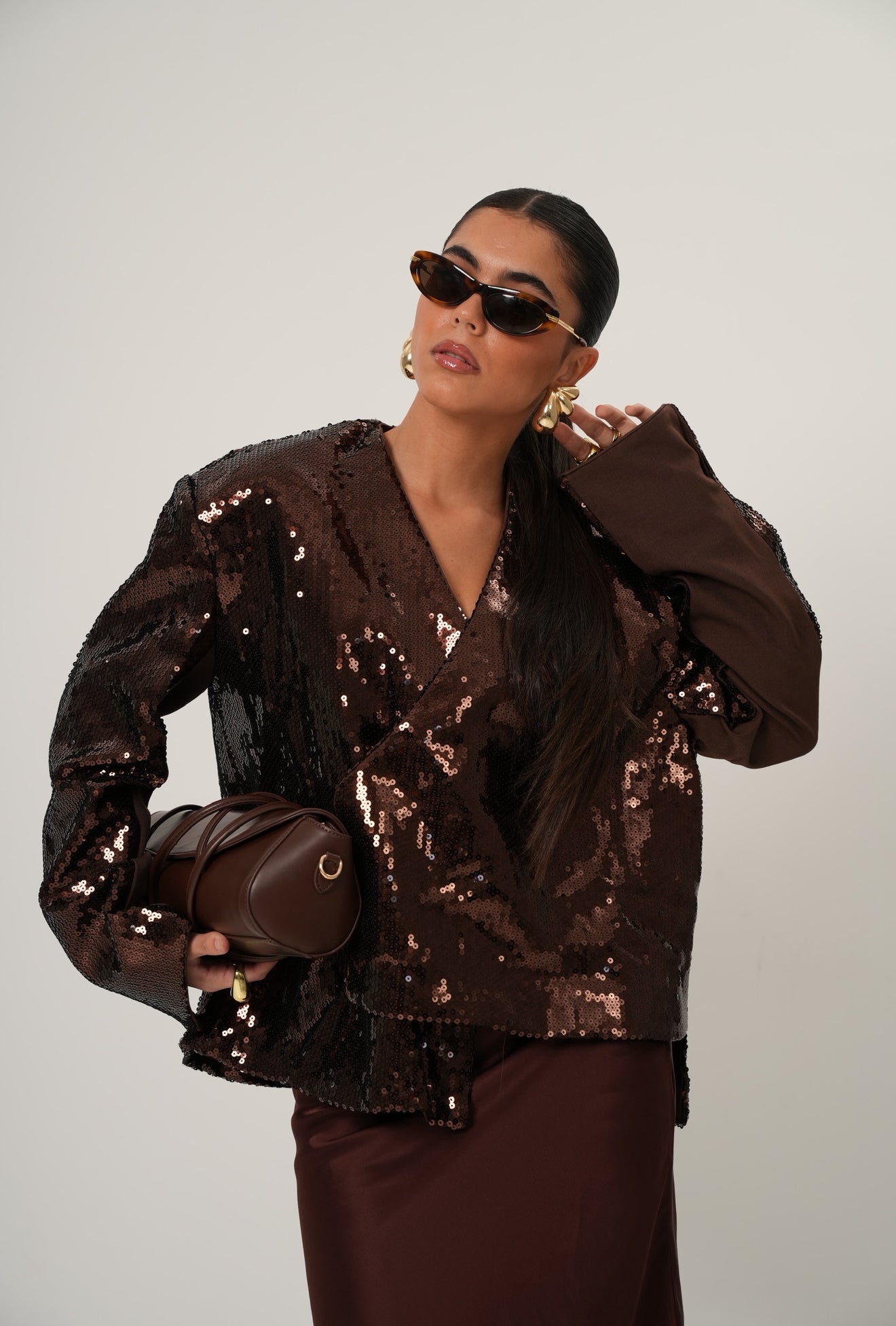 BLAZER PAILLETTES DESY MARRONE