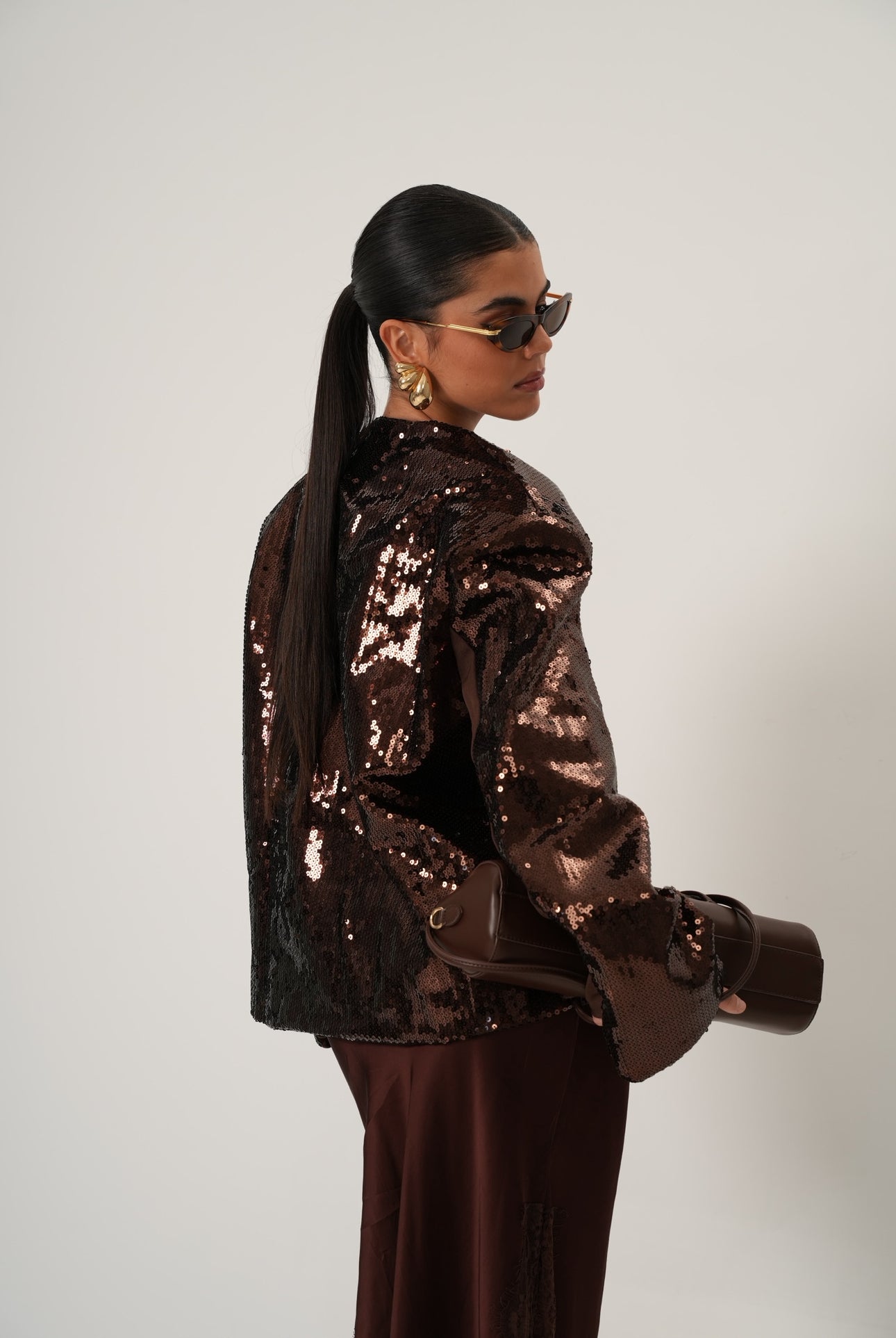 BLAZER PAILLETTES DESY MARRONE