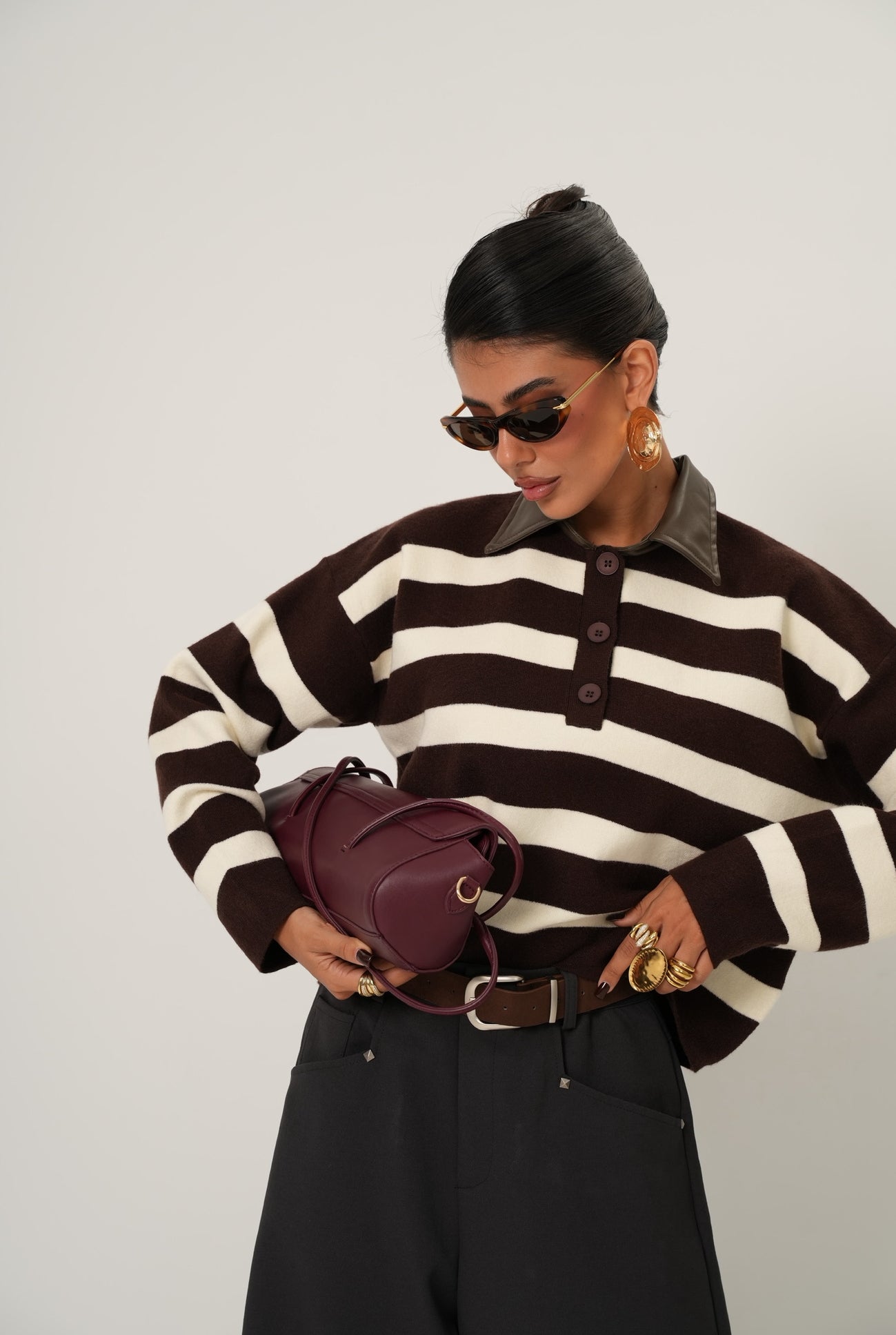 PULL RIGHE BRENDA MARRONE