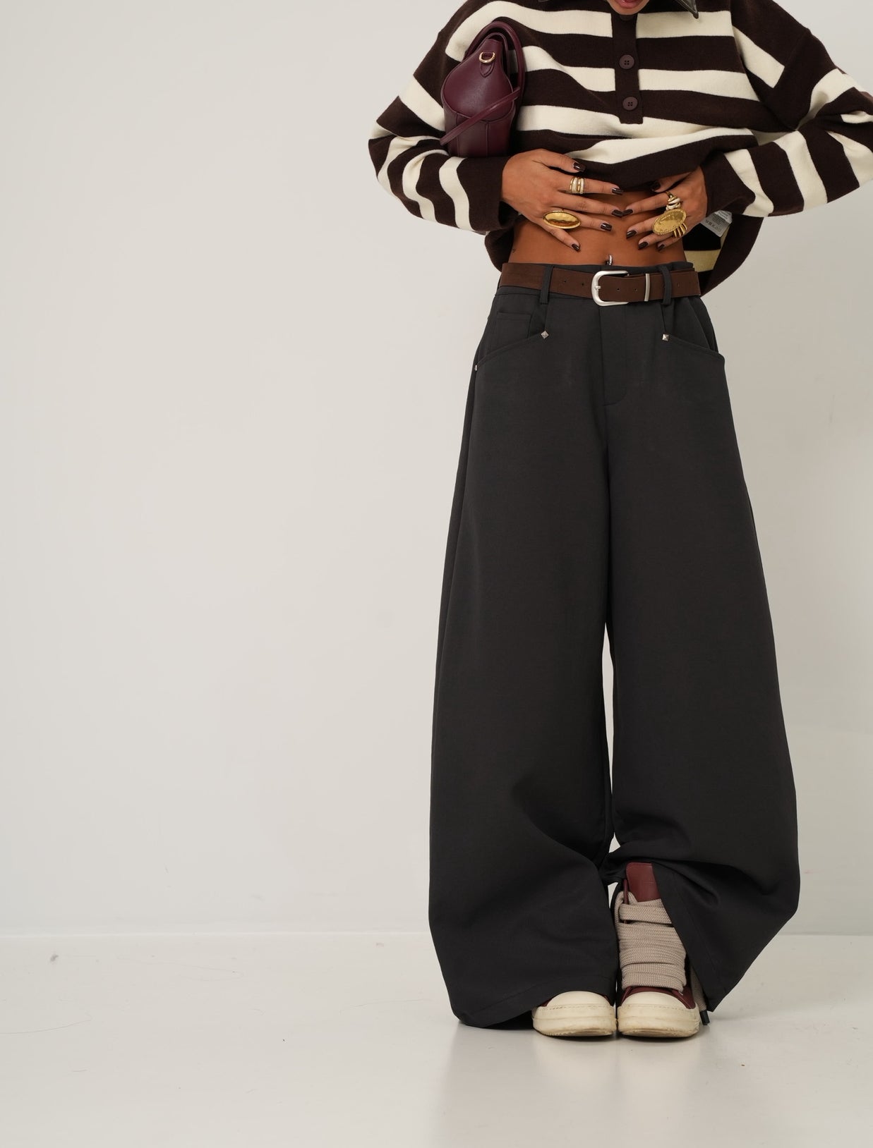 PANTALONI GRISELDE GRIGI + CINTURA E FOULARD
