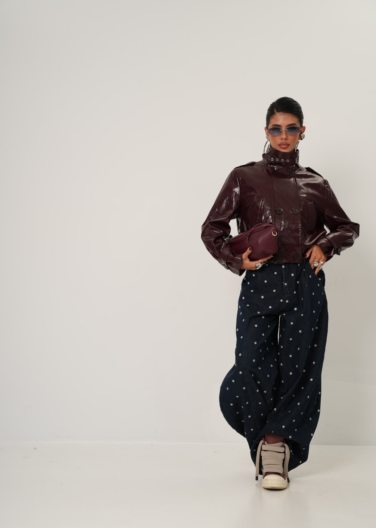 Jeans pois Olga denim scuro