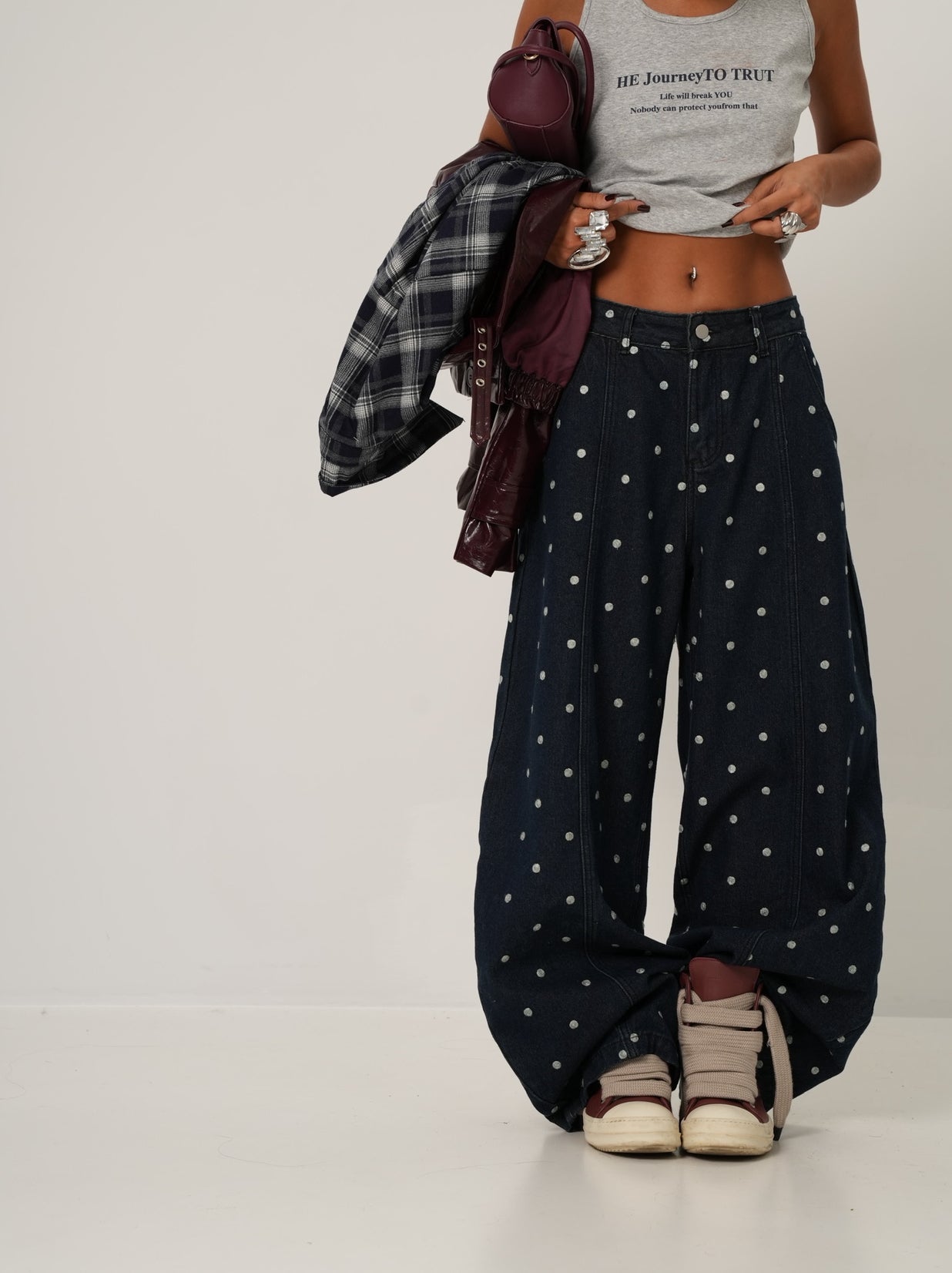 Jeans pois Olga denim scuro