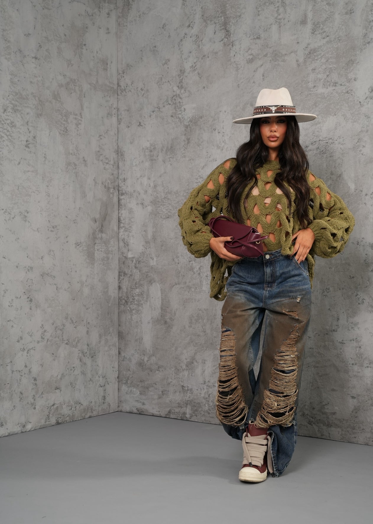 Jeans rotture Hazy sfumato marrone