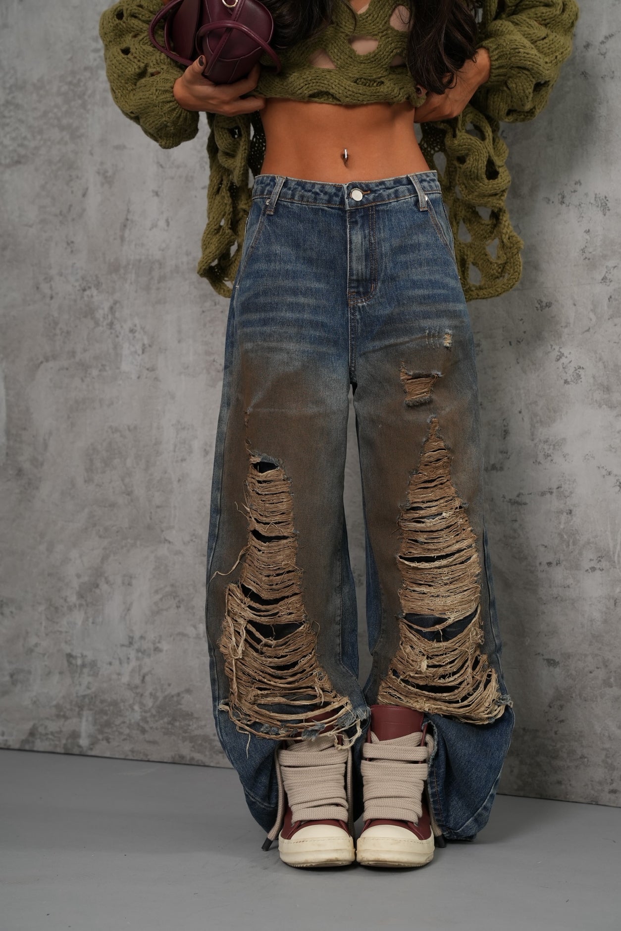 Jeans rotture Hazy sfumato marrone