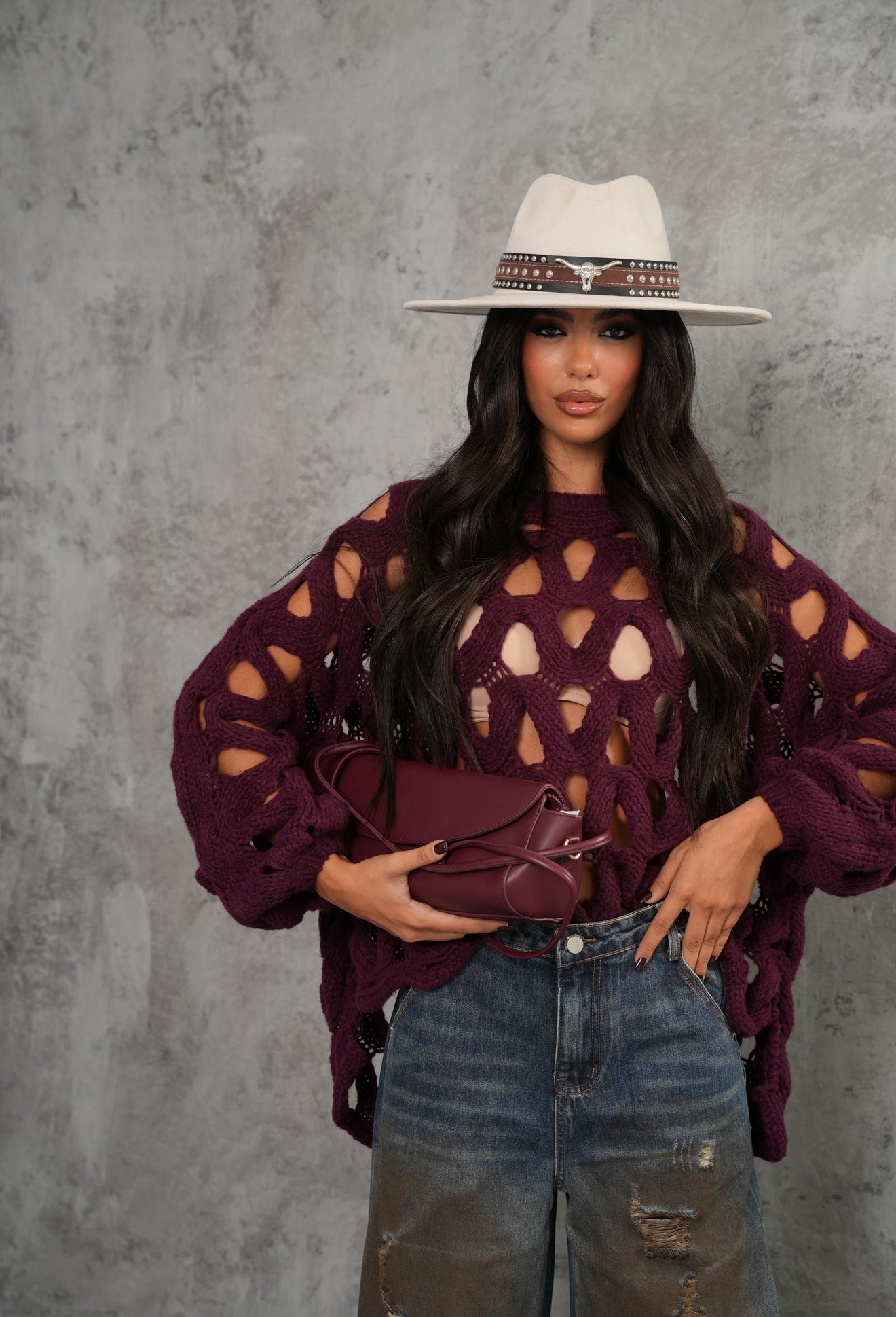 Pull traforato Kenny vino